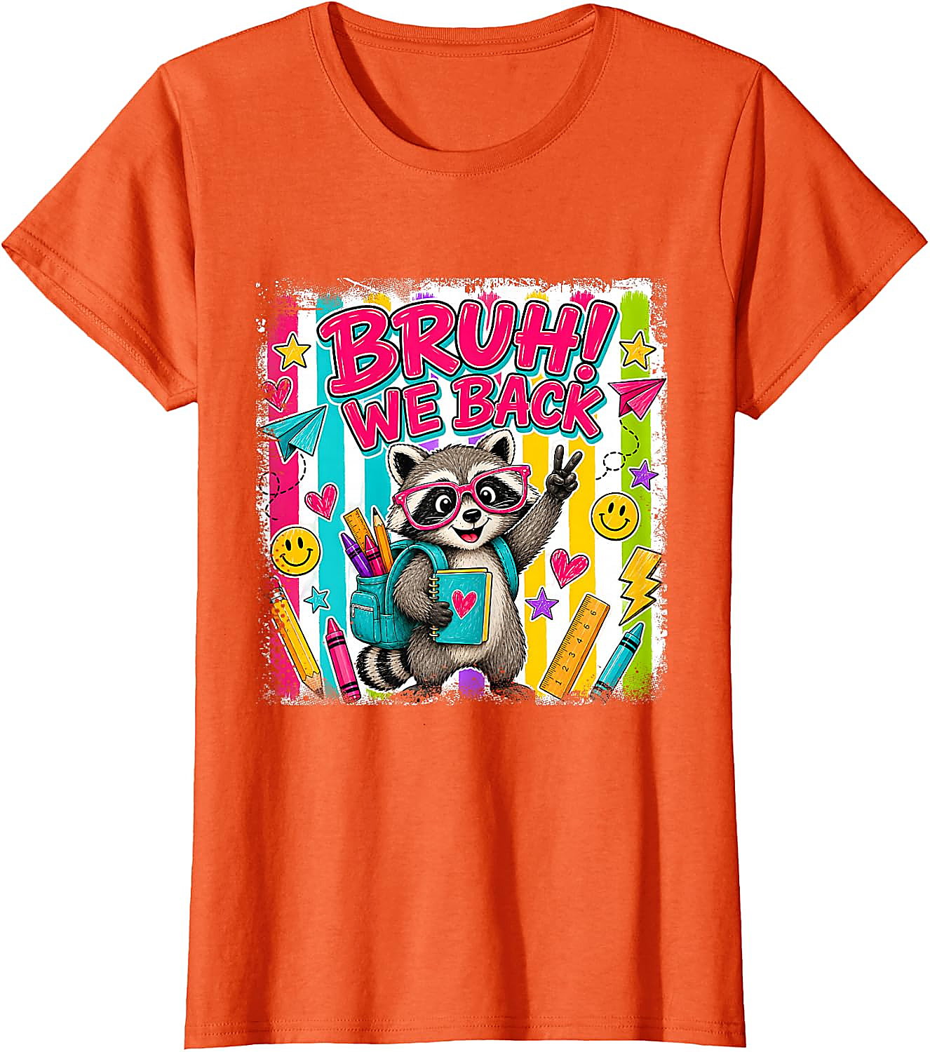Bruh We Back Raccoon T-Shirt | Funny Back to School Tee