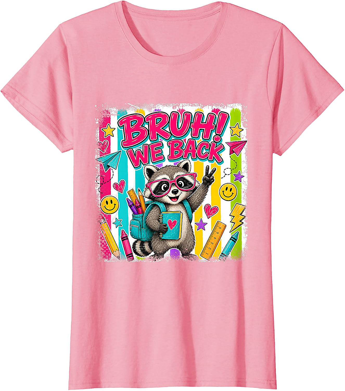 Bruh We Back Raccoon T-Shirt | Funny Back to School Tee