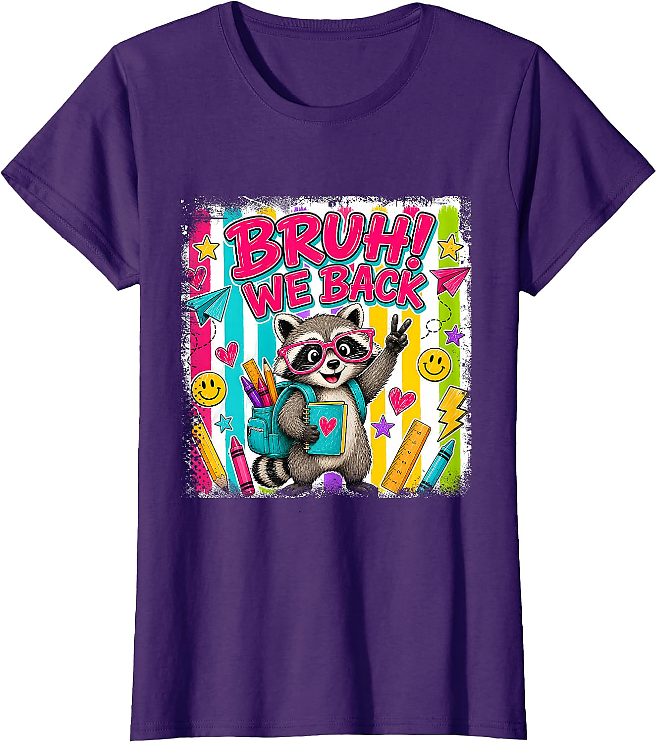 Bruh We Back Raccoon T-Shirt | Funny Back to School Tee