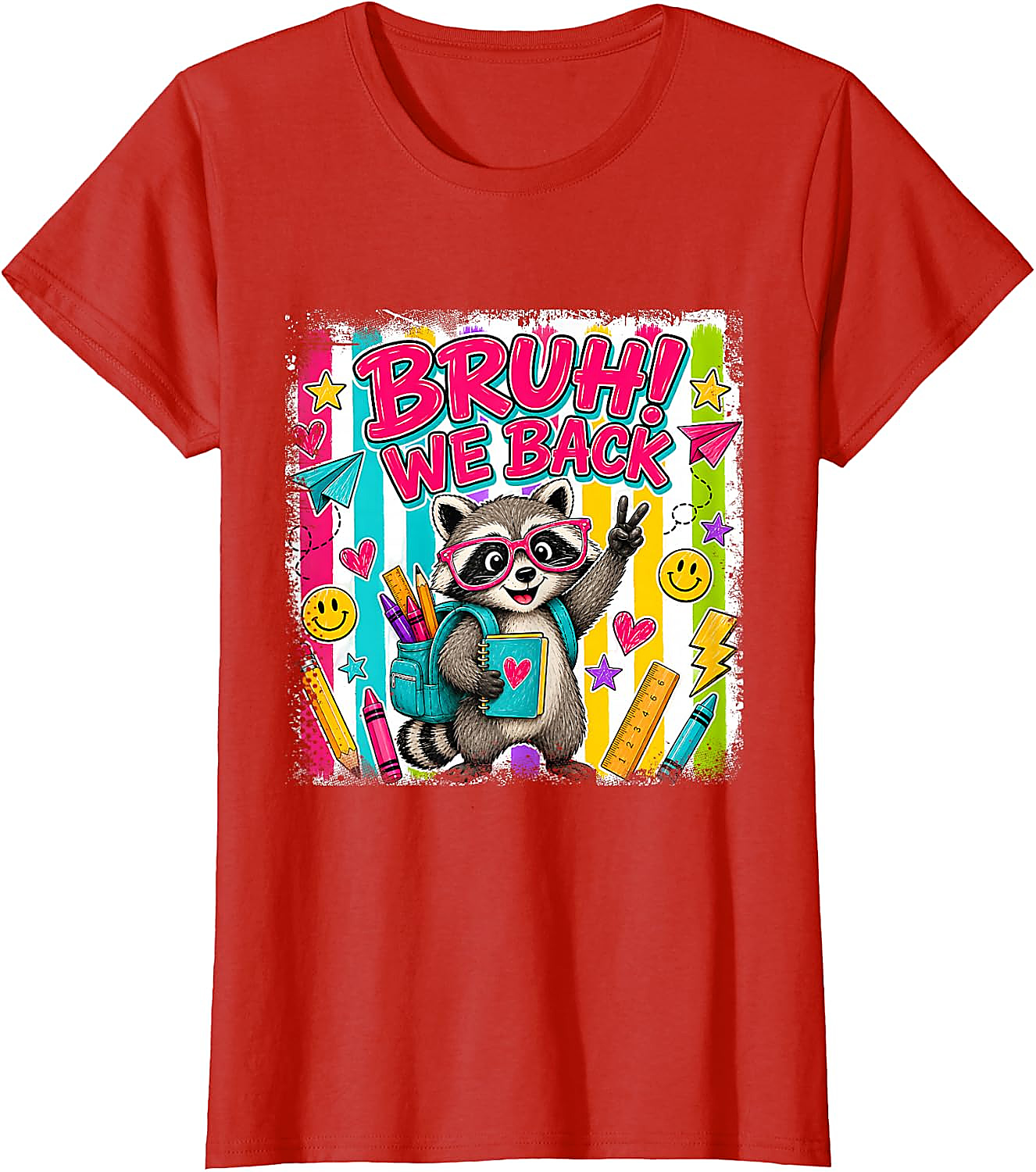 Bruh We Back Raccoon T-Shirt | Funny Back to School Tee