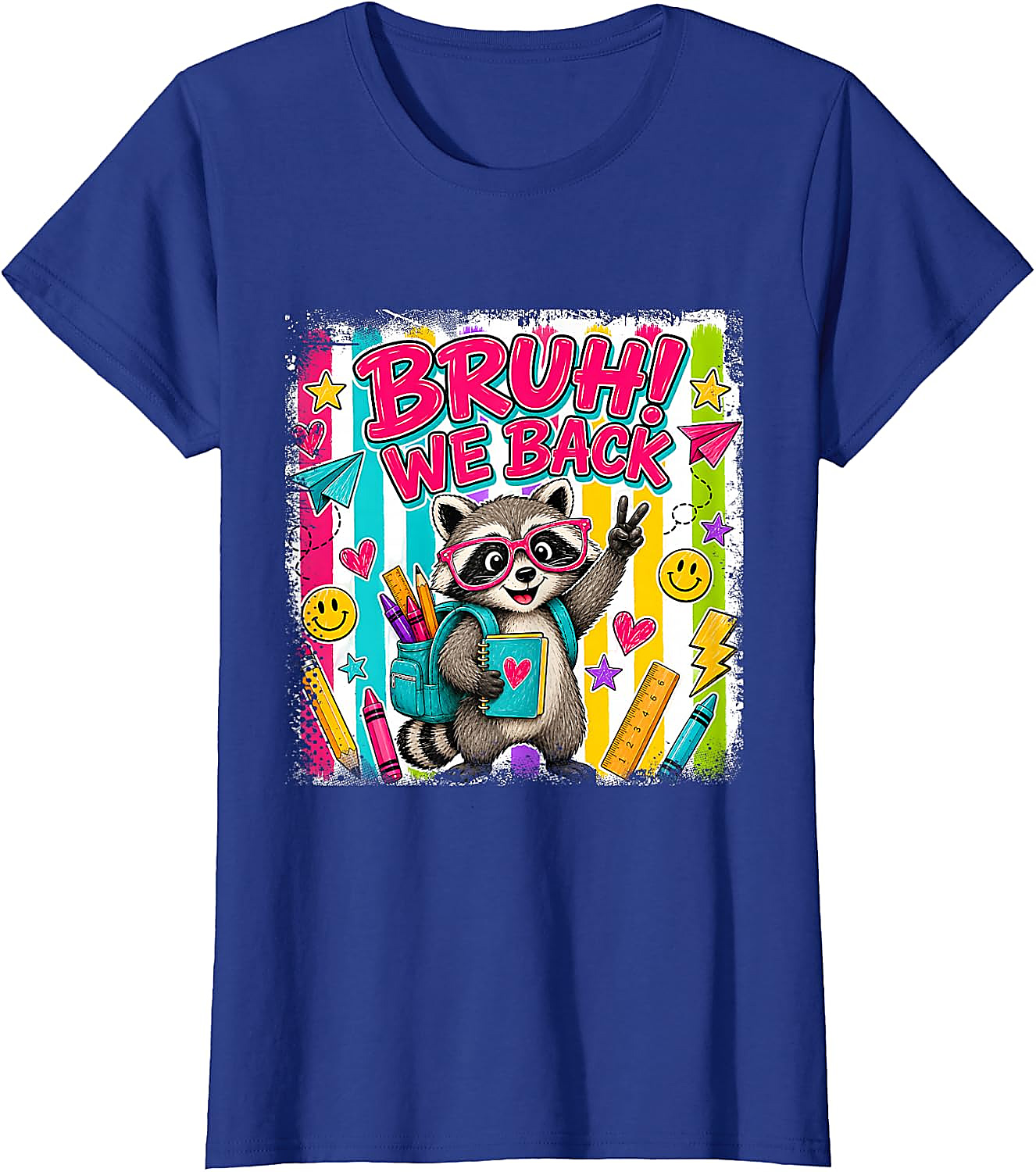 Bruh We Back Raccoon T-Shirt | Funny Back to School Tee