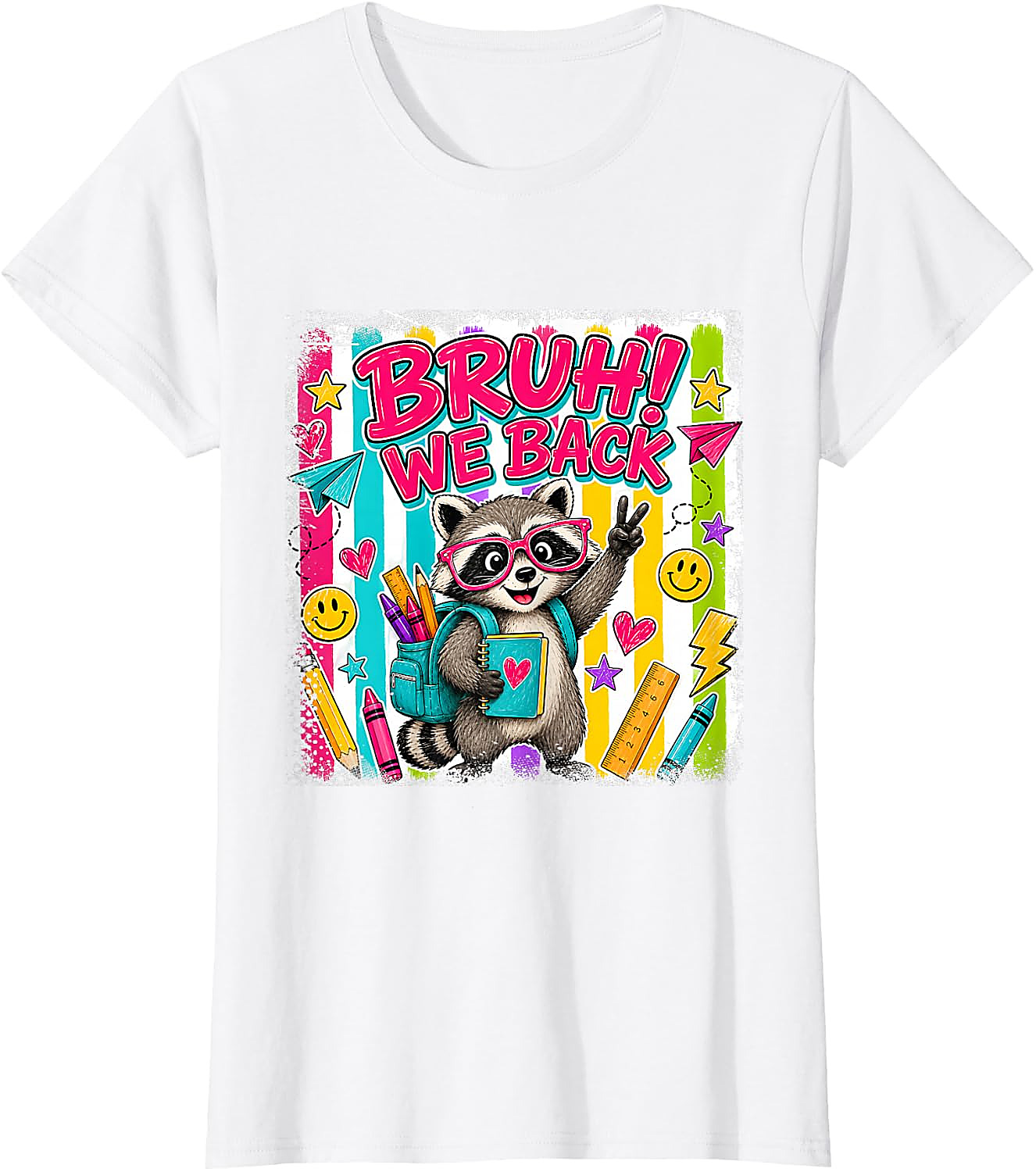 Bruh We Back Raccoon T-Shirt | Funny Back to School Tee