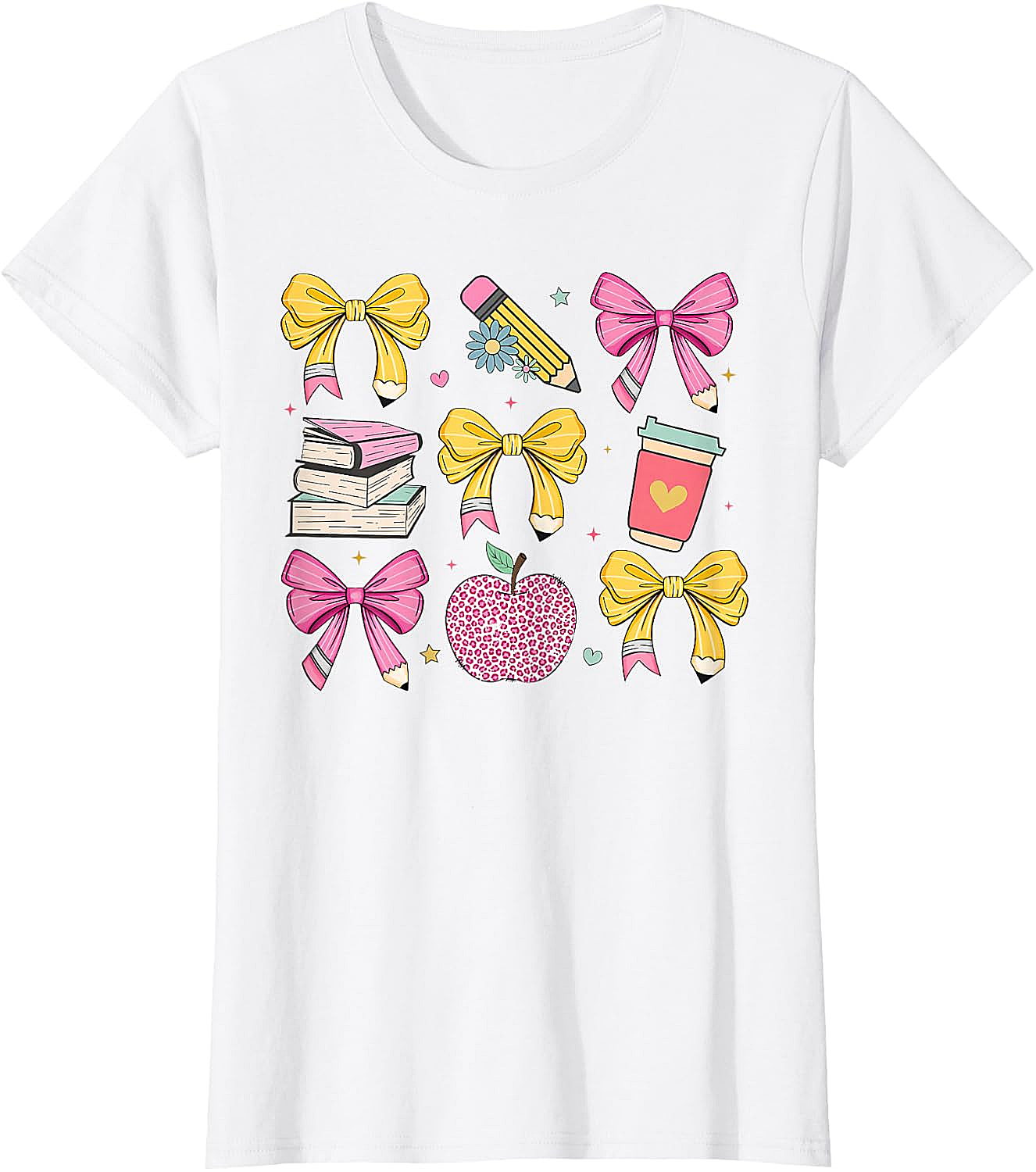 Apple Coquette Bow Books Back to School T-Shirt