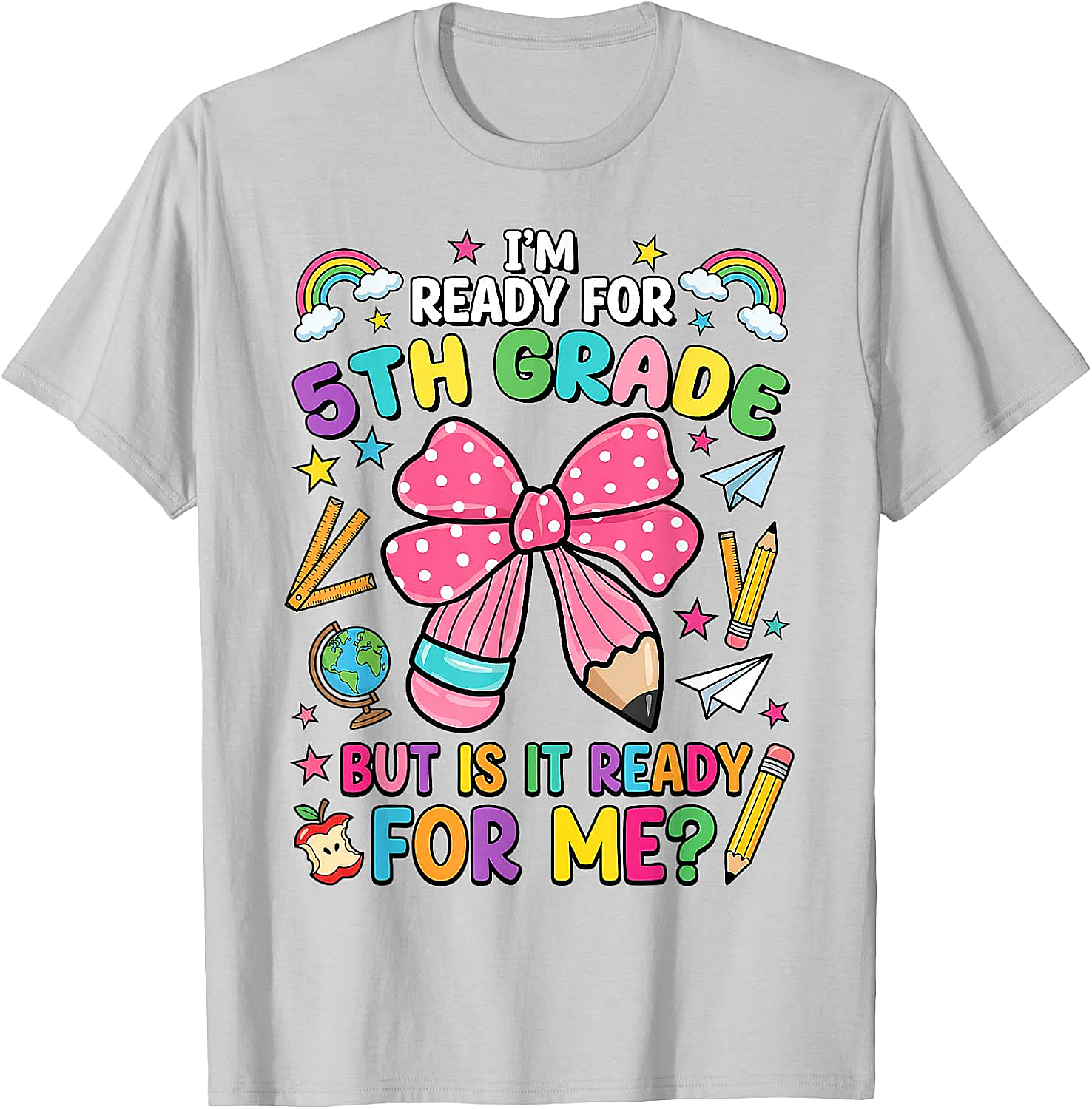  I'm Ready for 5th Grade Pencil Bow Tee Back to School