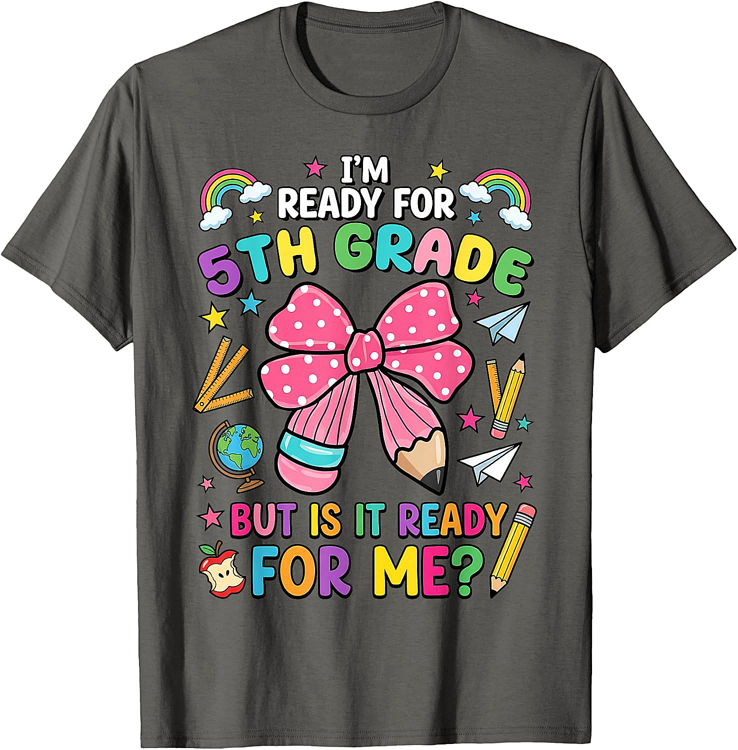  I'm Ready for 5th Grade Pencil Bow Tee Back to School