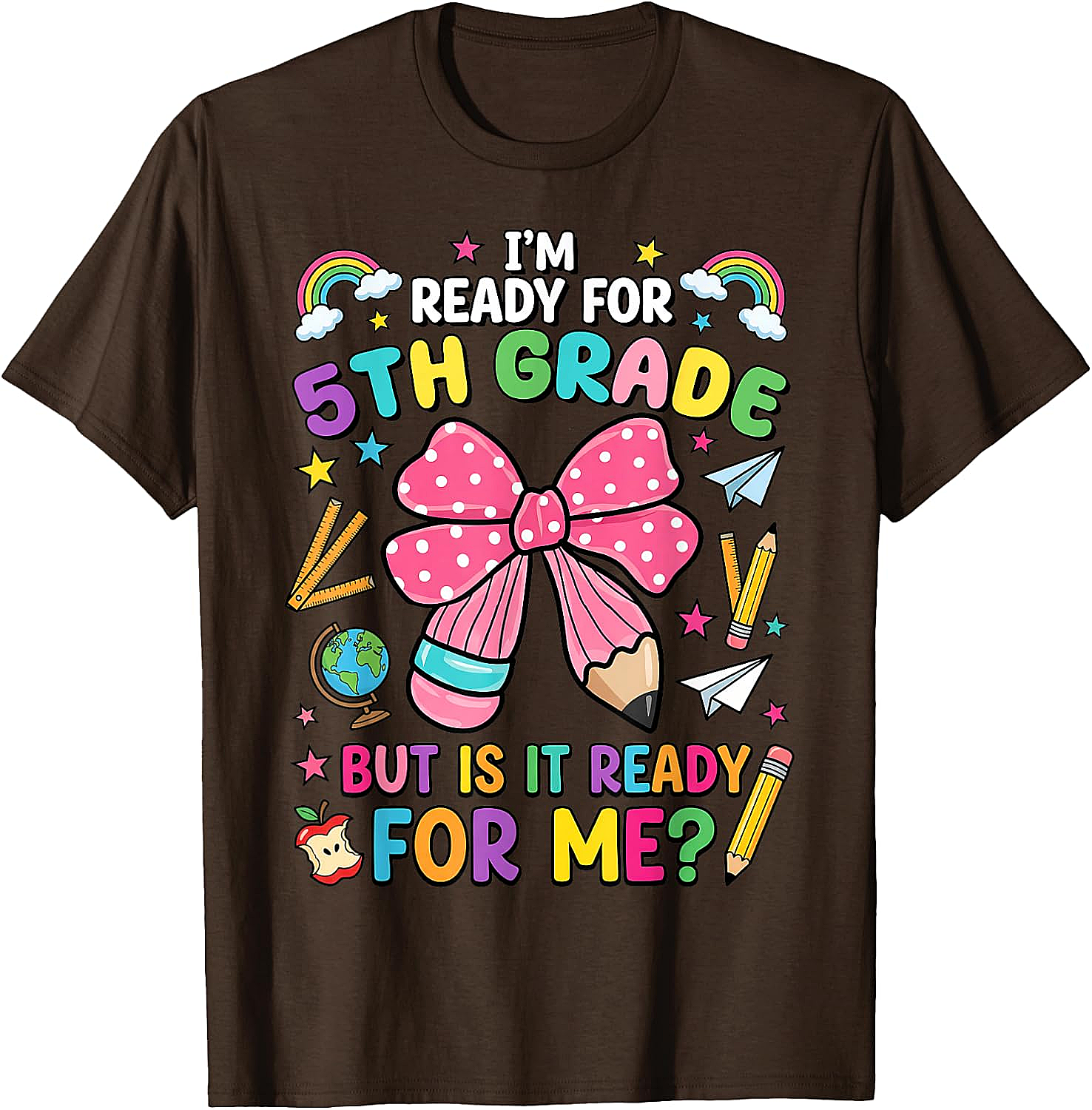  I'm Ready for 5th Grade Pencil Bow Tee Back to School