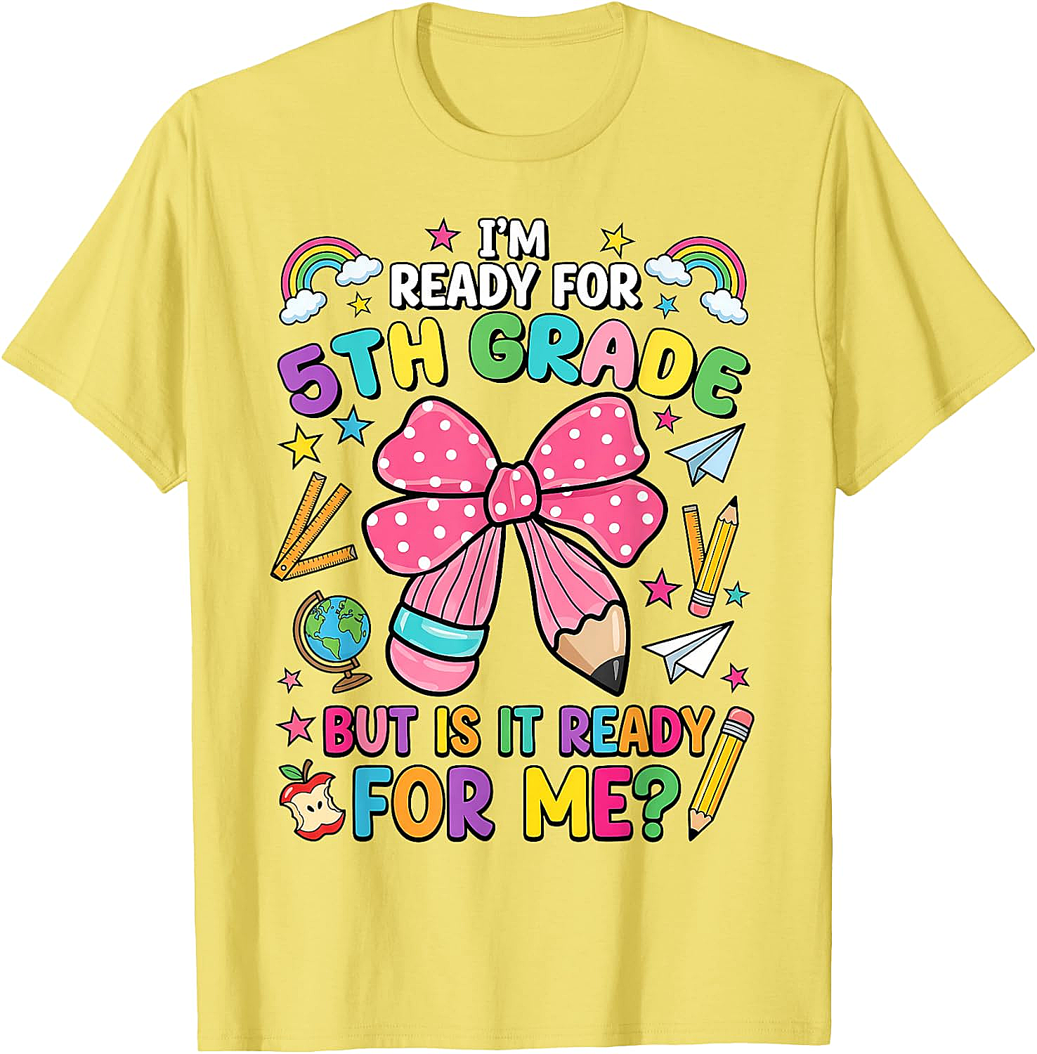  I'm Ready for 5th Grade Pencil Bow Tee Back to School
