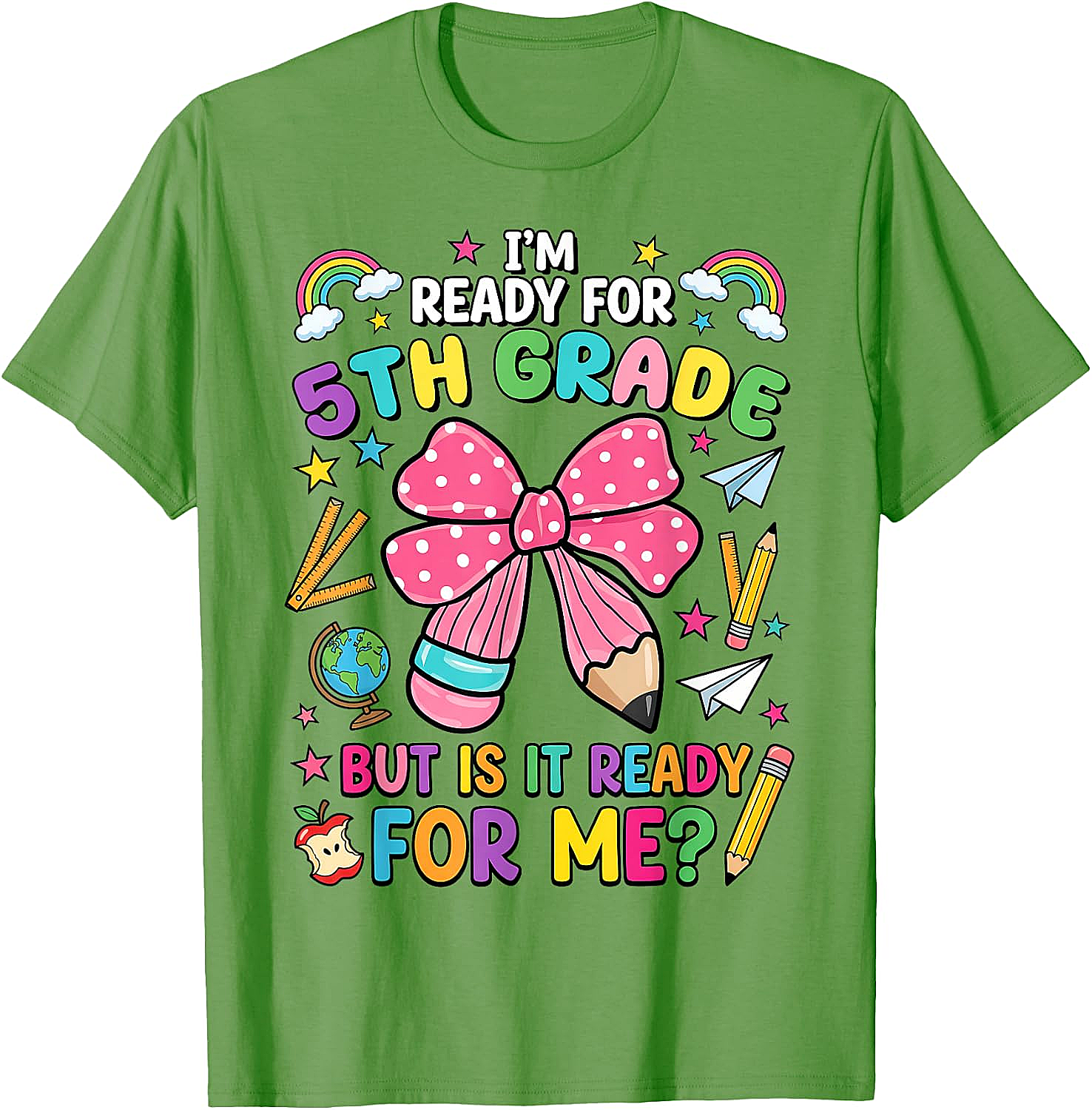  I'm Ready for 5th Grade Pencil Bow Tee Back to School