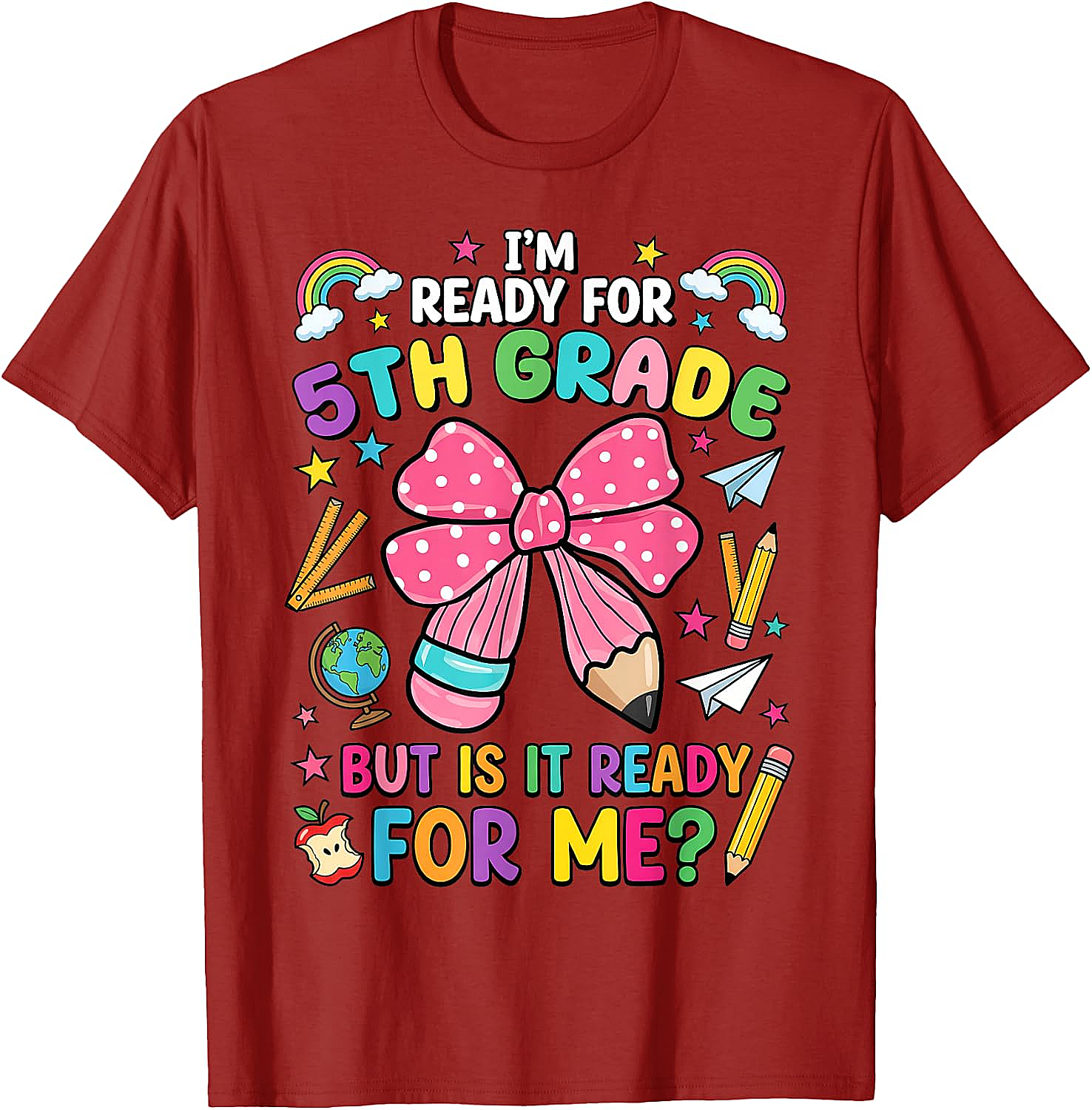  I'm Ready for 5th Grade Pencil Bow Tee Back to School
