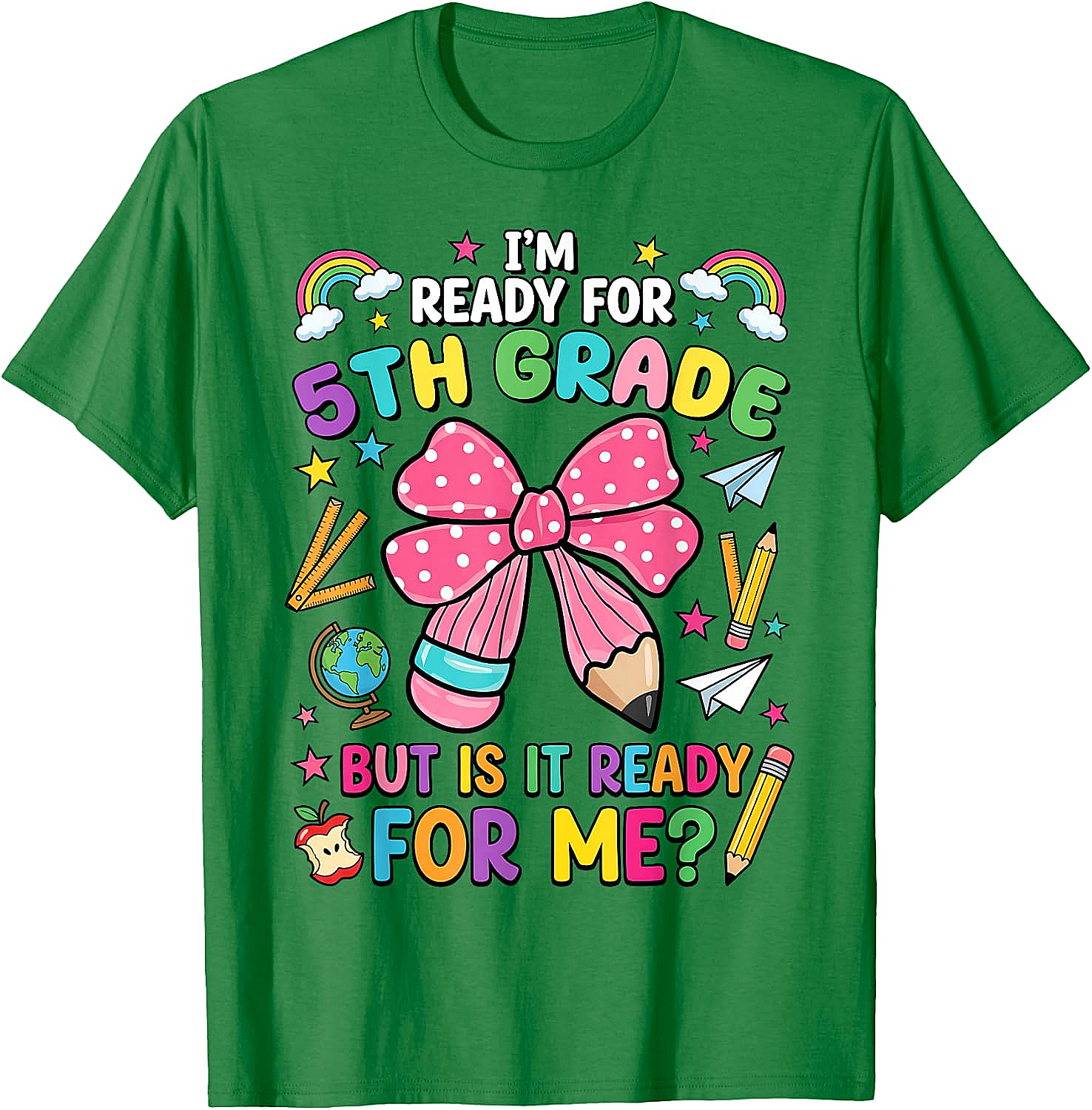  I'm Ready for 5th Grade Pencil Bow Tee Back to School