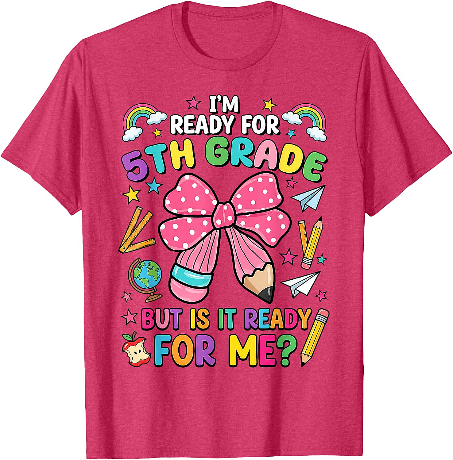  I'm Ready for 5th Grade Pencil Bow Tee Back to School