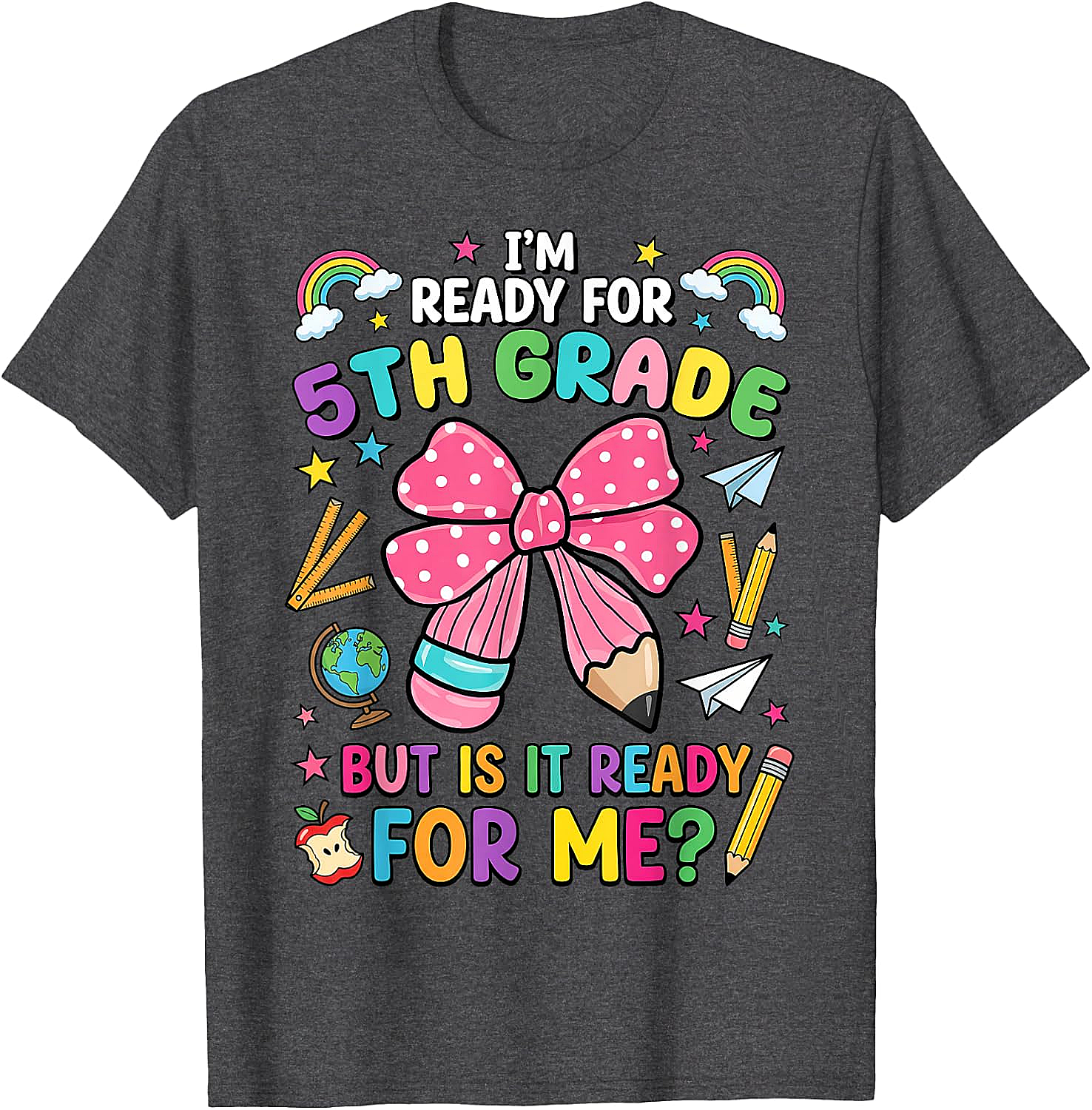  I'm Ready for 5th Grade Pencil Bow Tee Back to School