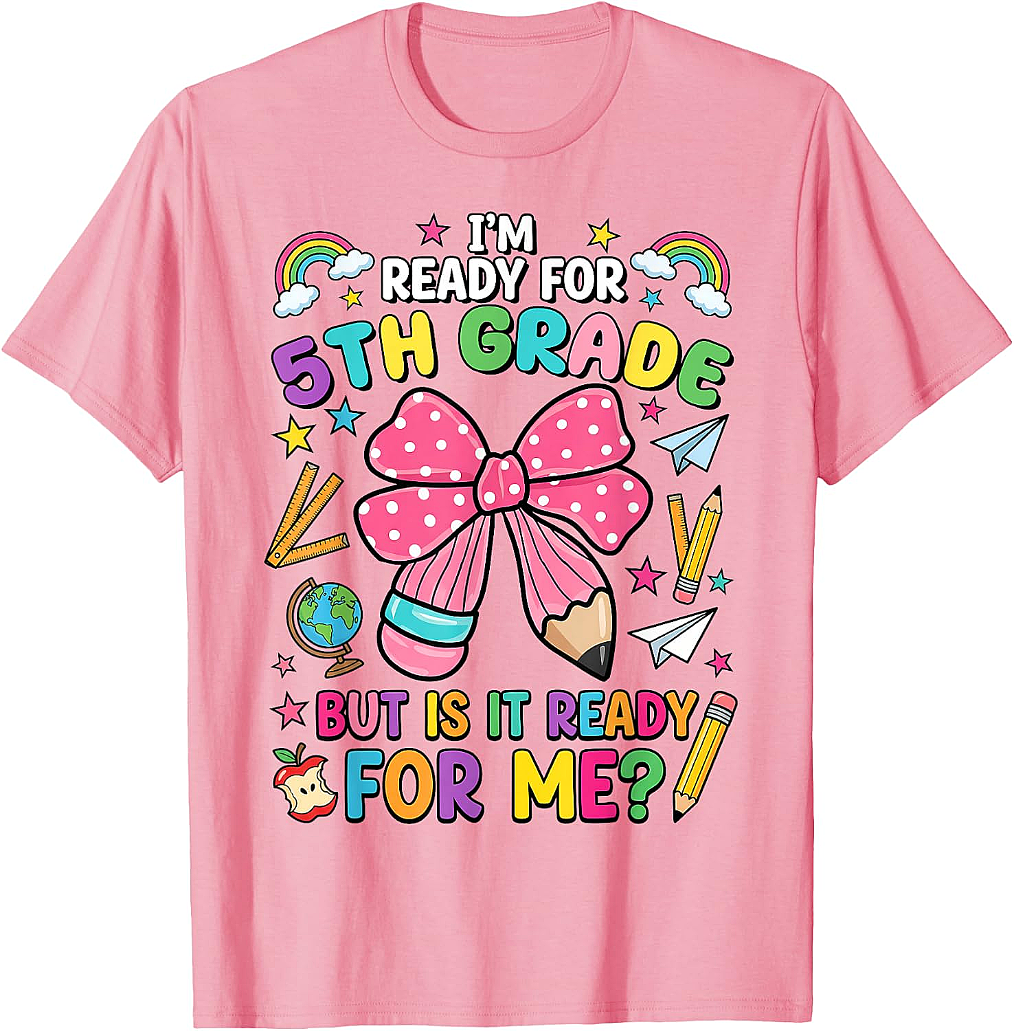  I'm Ready for 5th Grade Pencil Bow Tee Back to School