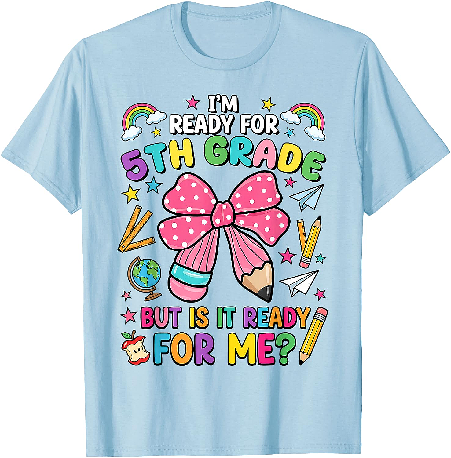  I'm Ready for 5th Grade Pencil Bow Tee Back to School
