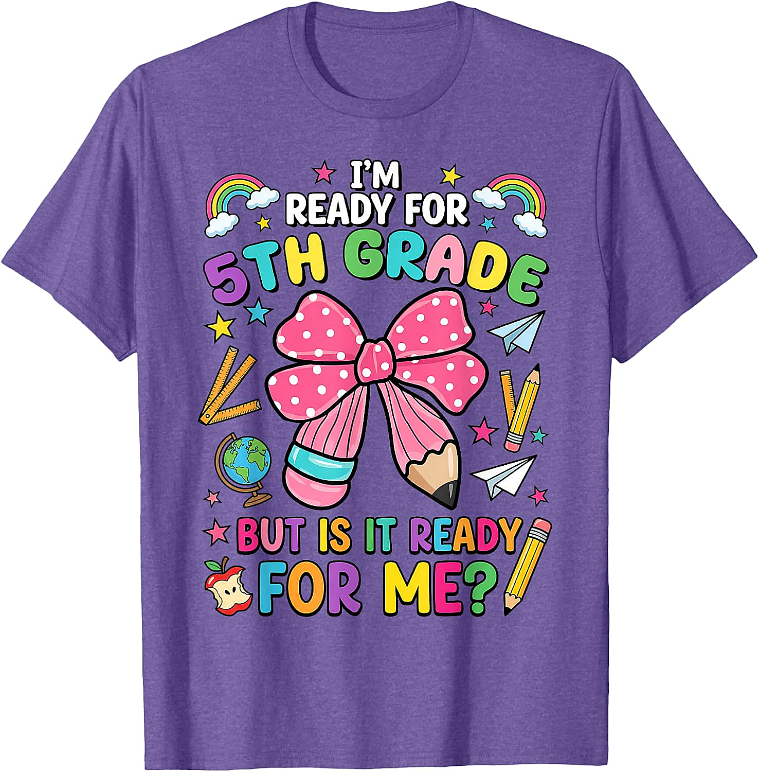  I'm Ready for 5th Grade Pencil Bow Tee Back to School