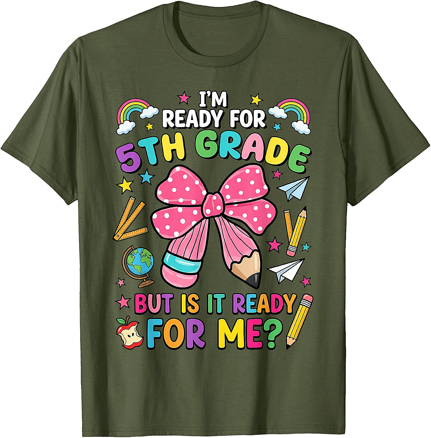  I'm Ready for 5th Grade Pencil Bow Tee Back to School