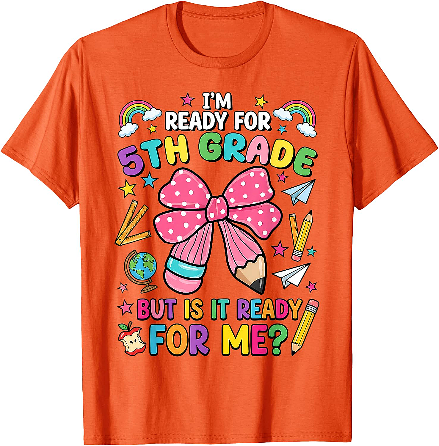  I'm Ready for 5th Grade Pencil Bow Tee Back to School
