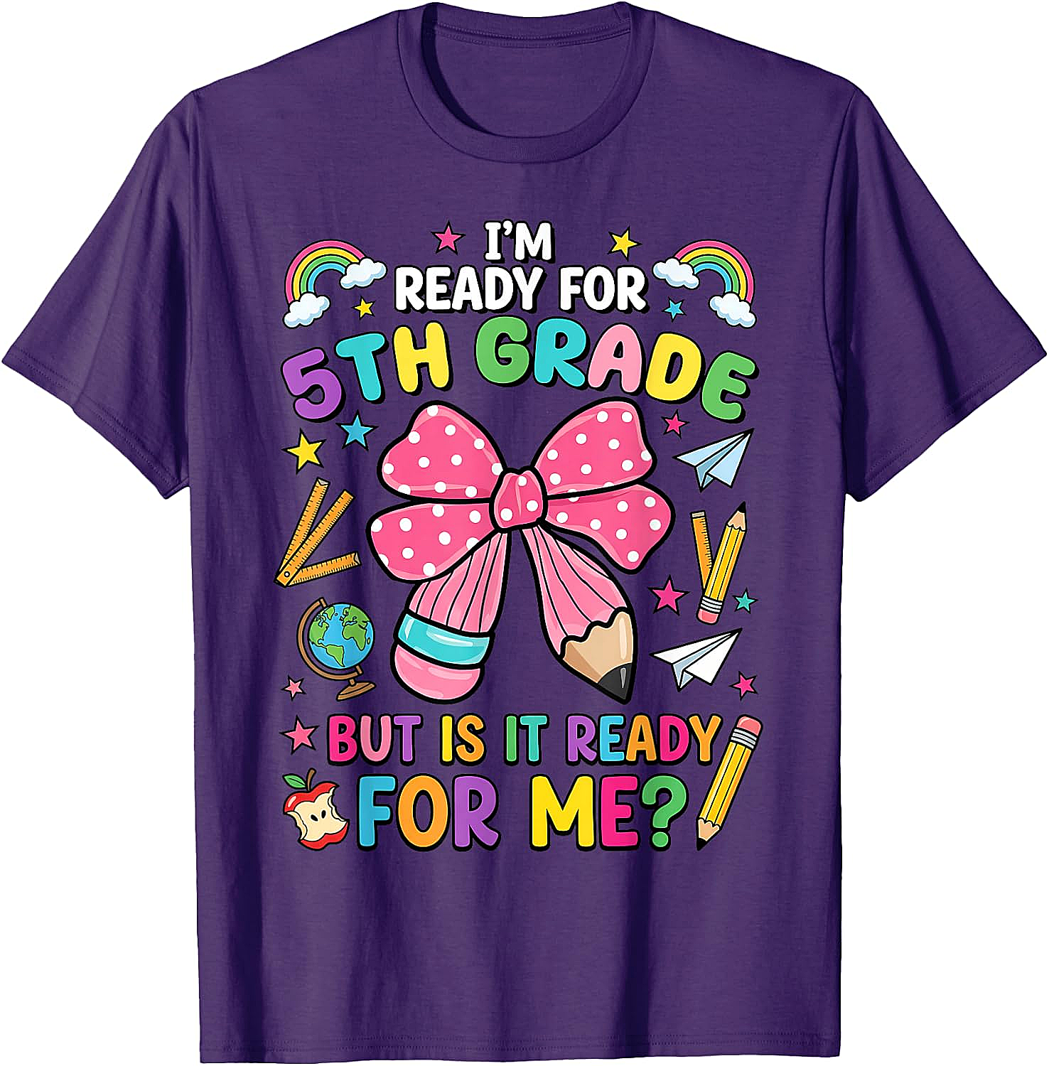  I'm Ready for 5th Grade Pencil Bow Tee Back to School