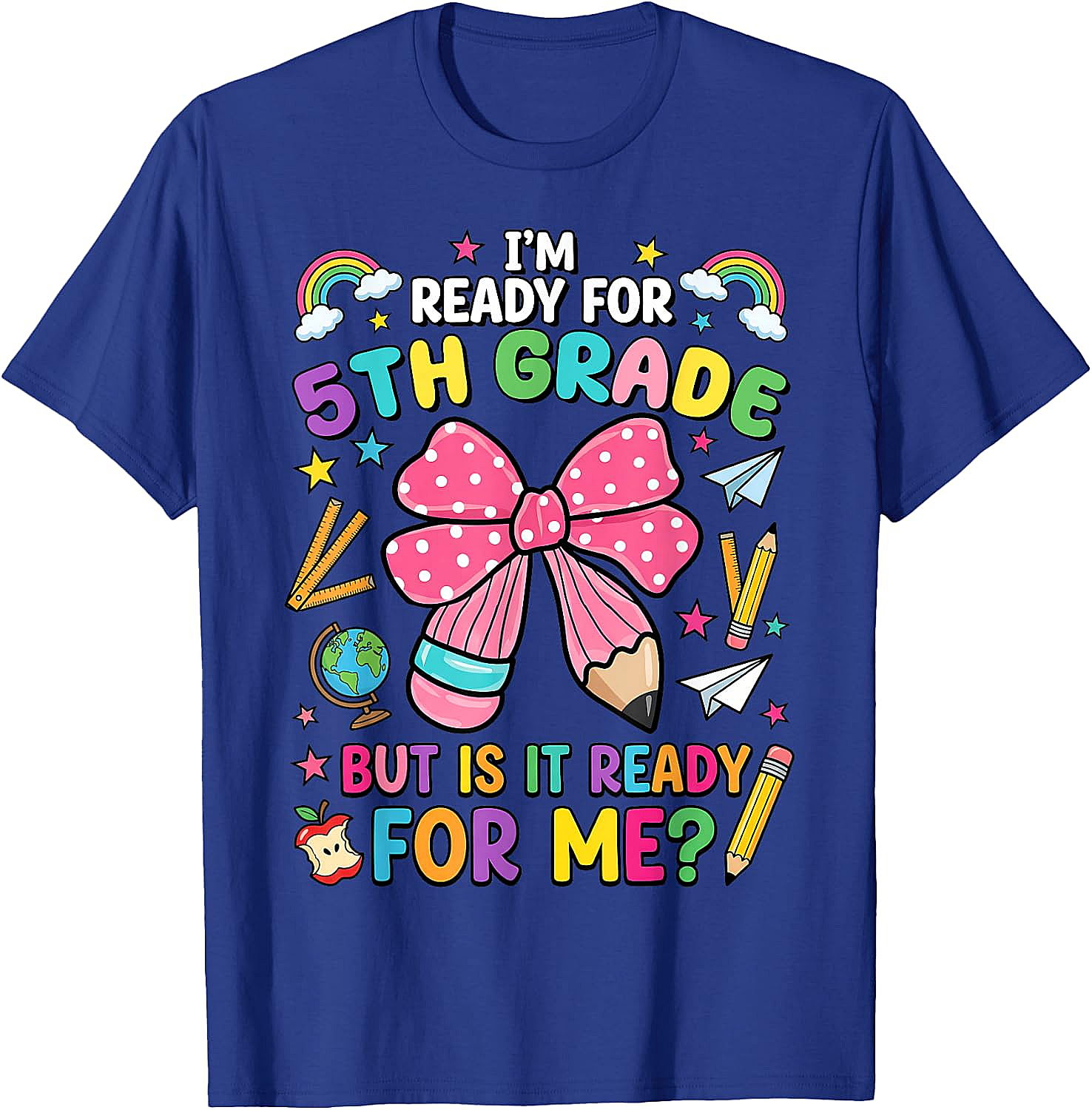  I'm Ready for 5th Grade Pencil Bow Tee Back to School
