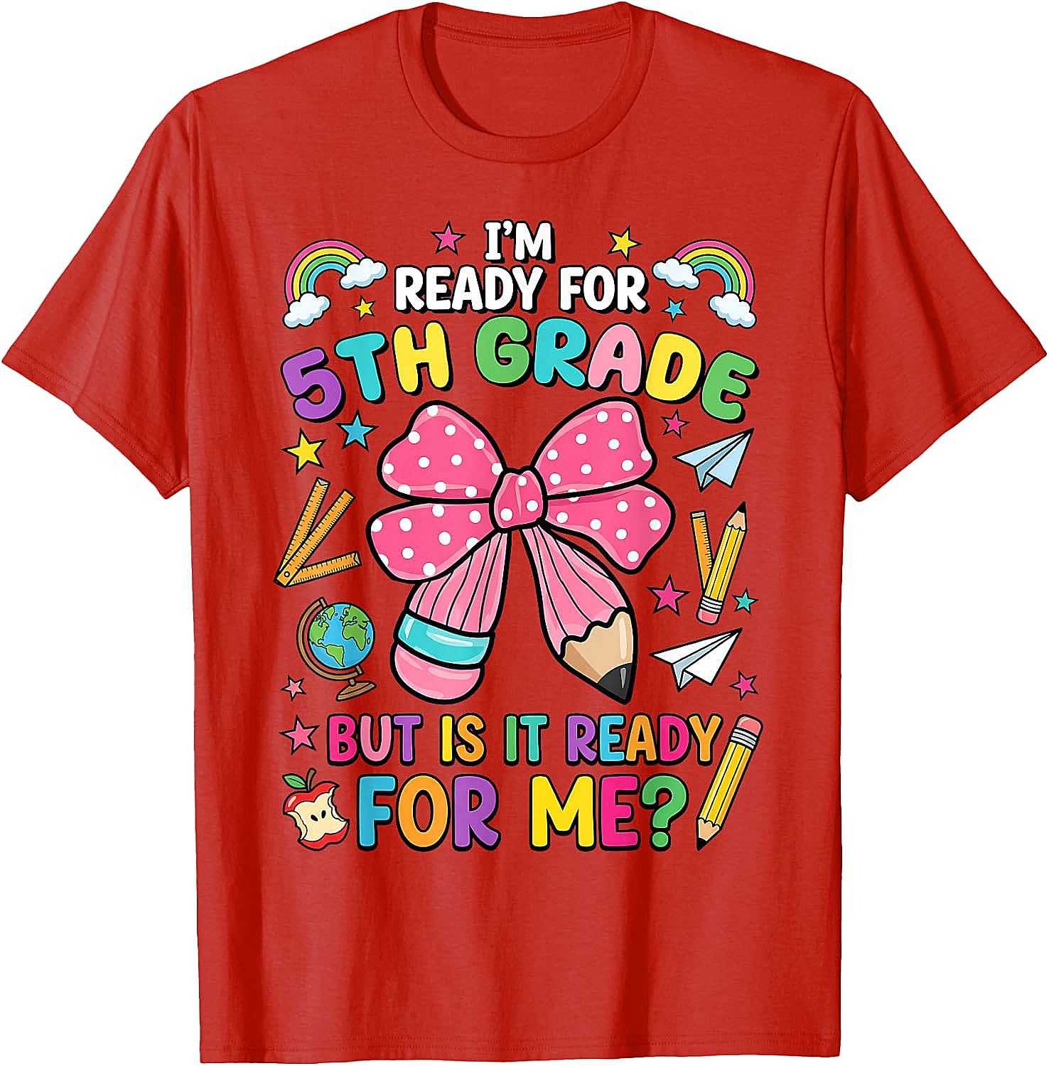  I'm Ready for 5th Grade Pencil Bow Tee Back to School