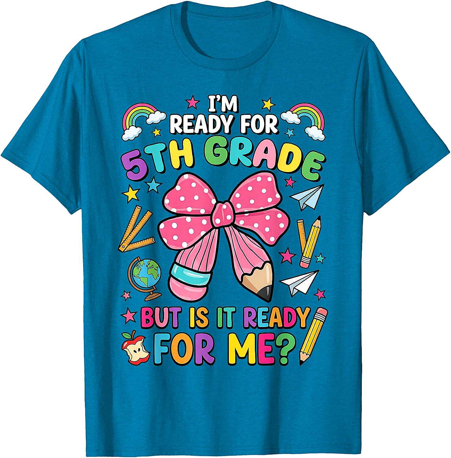  I'm Ready for 5th Grade Pencil Bow Tee Back to School