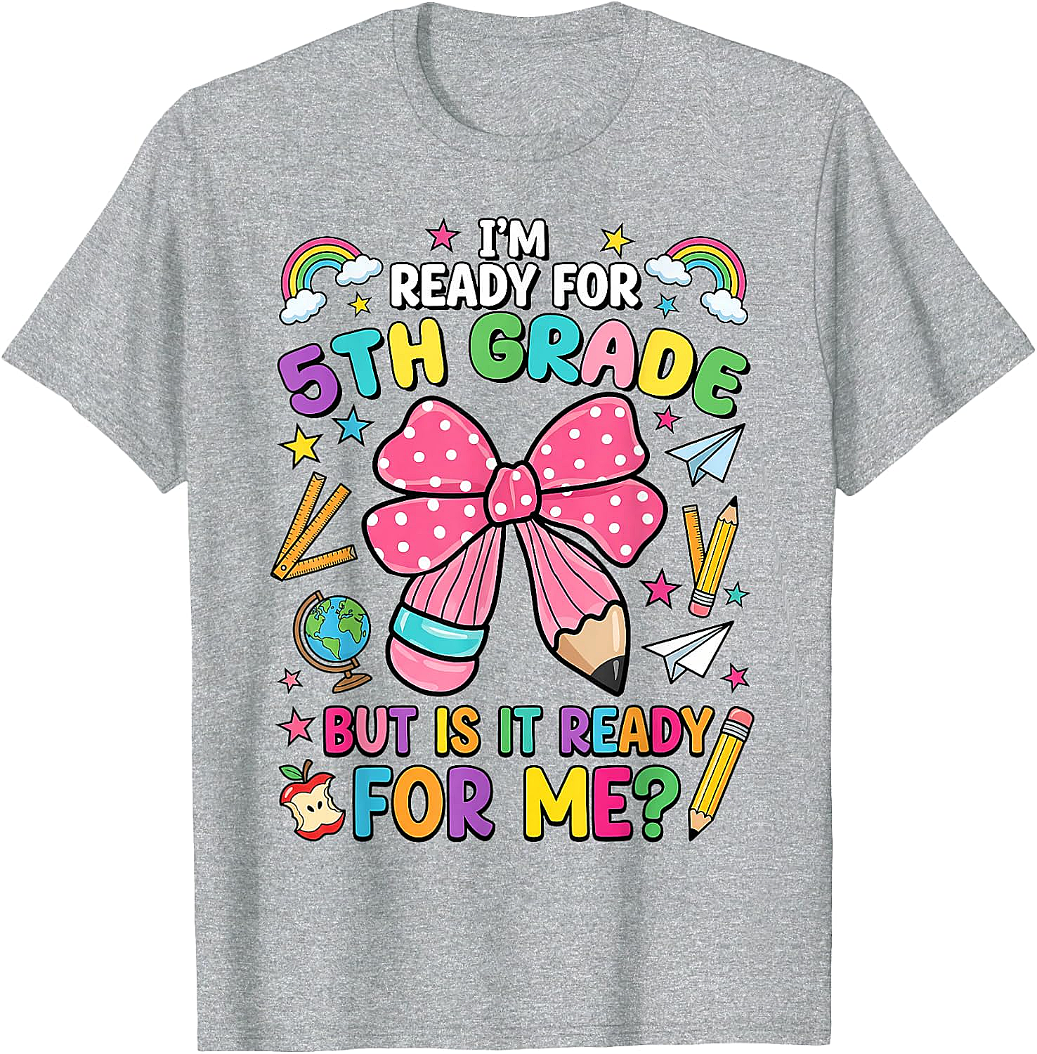  I'm Ready for 5th Grade Pencil Bow Tee Back to School