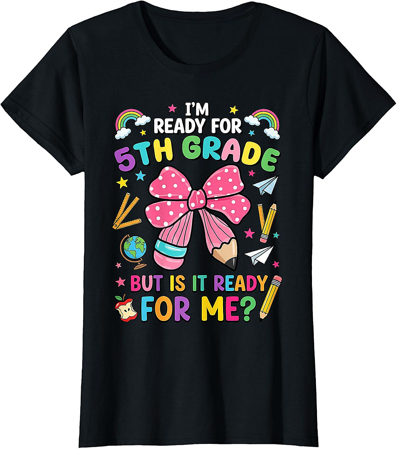  I'm Ready for 5th Grade Pencil Bow Tee Back to School