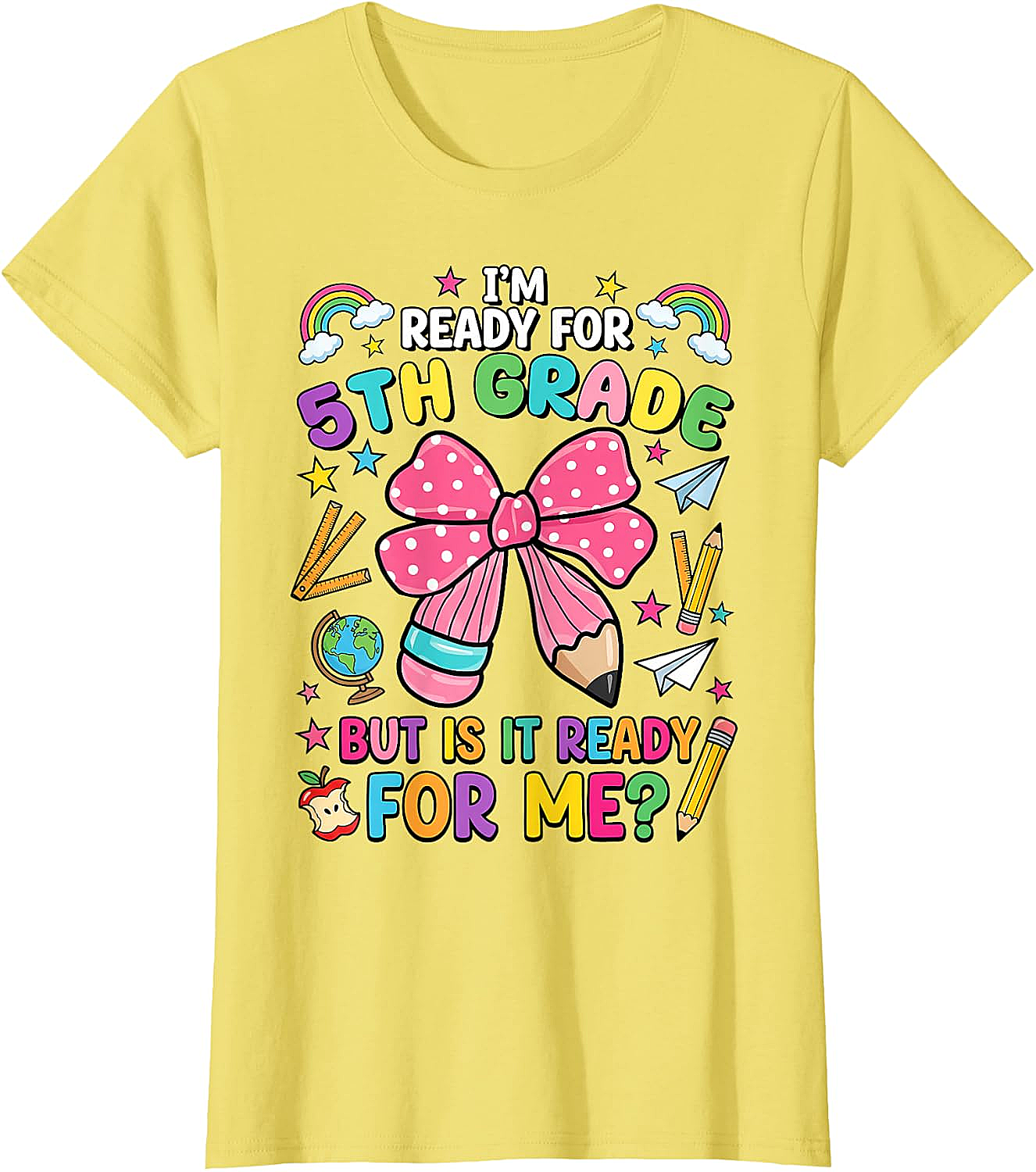  I'm Ready for 5th Grade Pencil Bow Tee Back to School