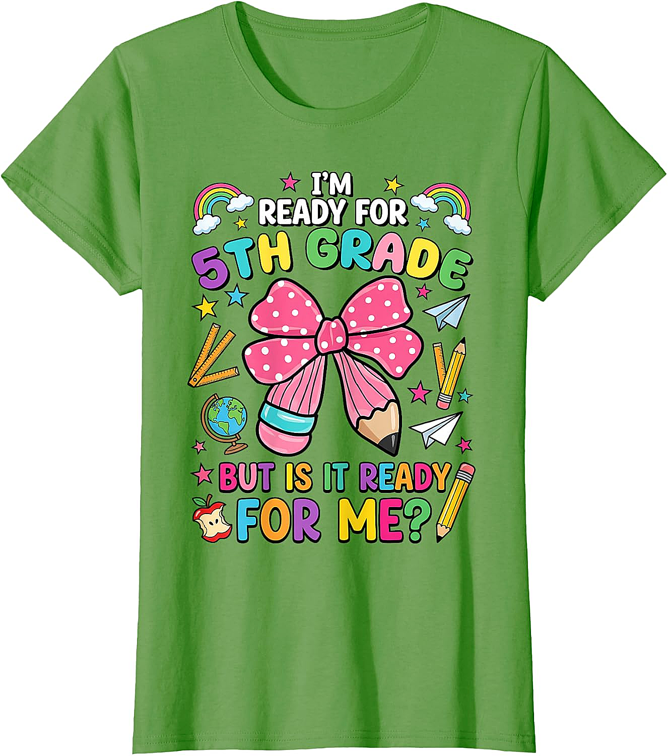  I'm Ready for 5th Grade Pencil Bow Tee Back to School