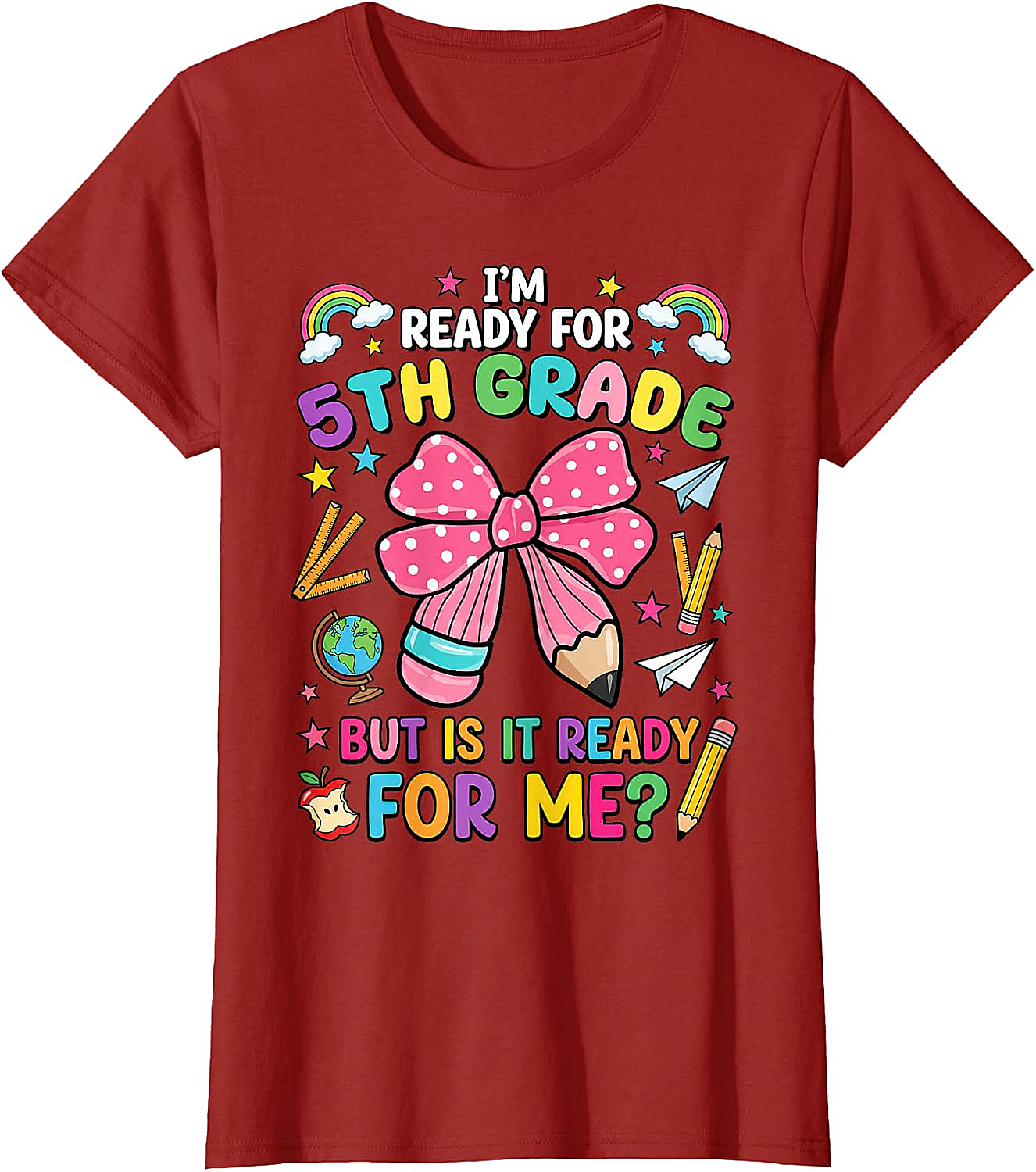  I'm Ready for 5th Grade Pencil Bow Tee Back to School