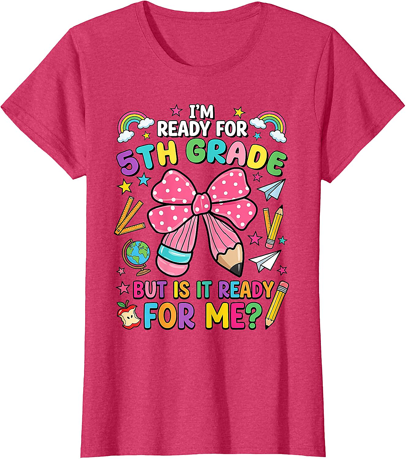 I'm Ready for 5th Grade Pencil Bow Tee Back to School