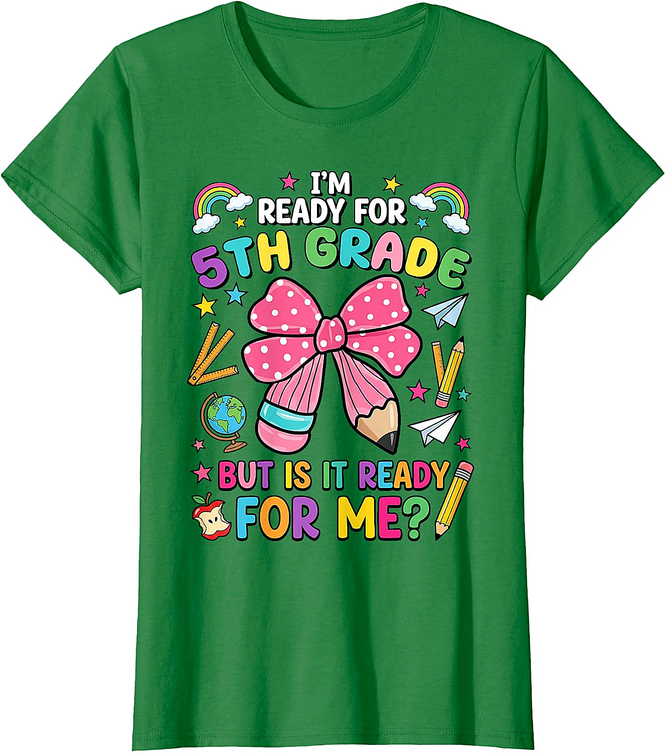  I'm Ready for 5th Grade Pencil Bow Tee Back to School