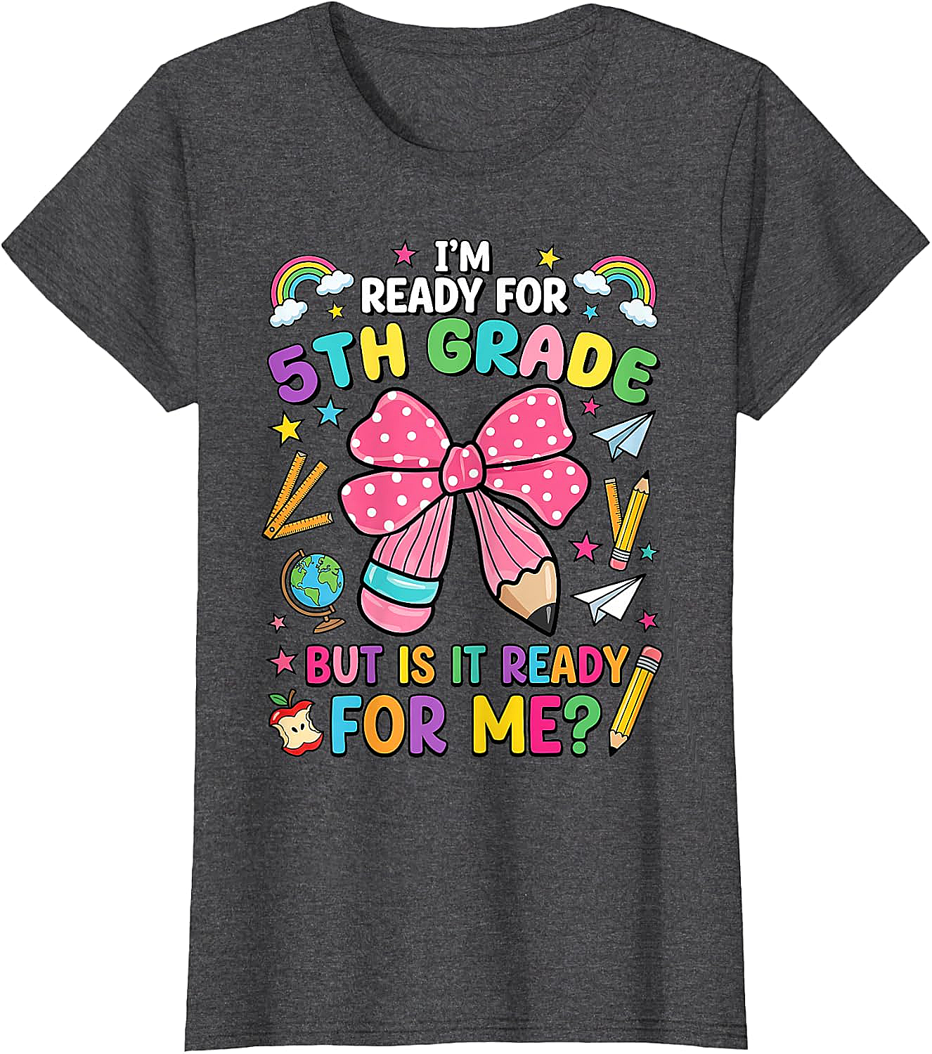  I'm Ready for 5th Grade Pencil Bow Tee Back to School