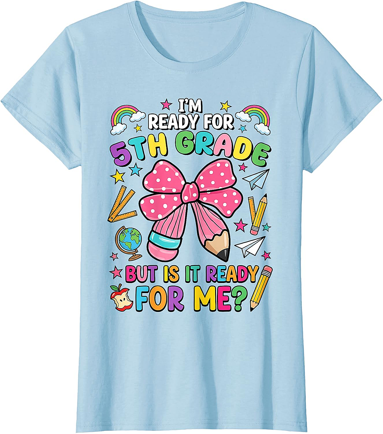  I'm Ready for 5th Grade Pencil Bow Tee Back to School