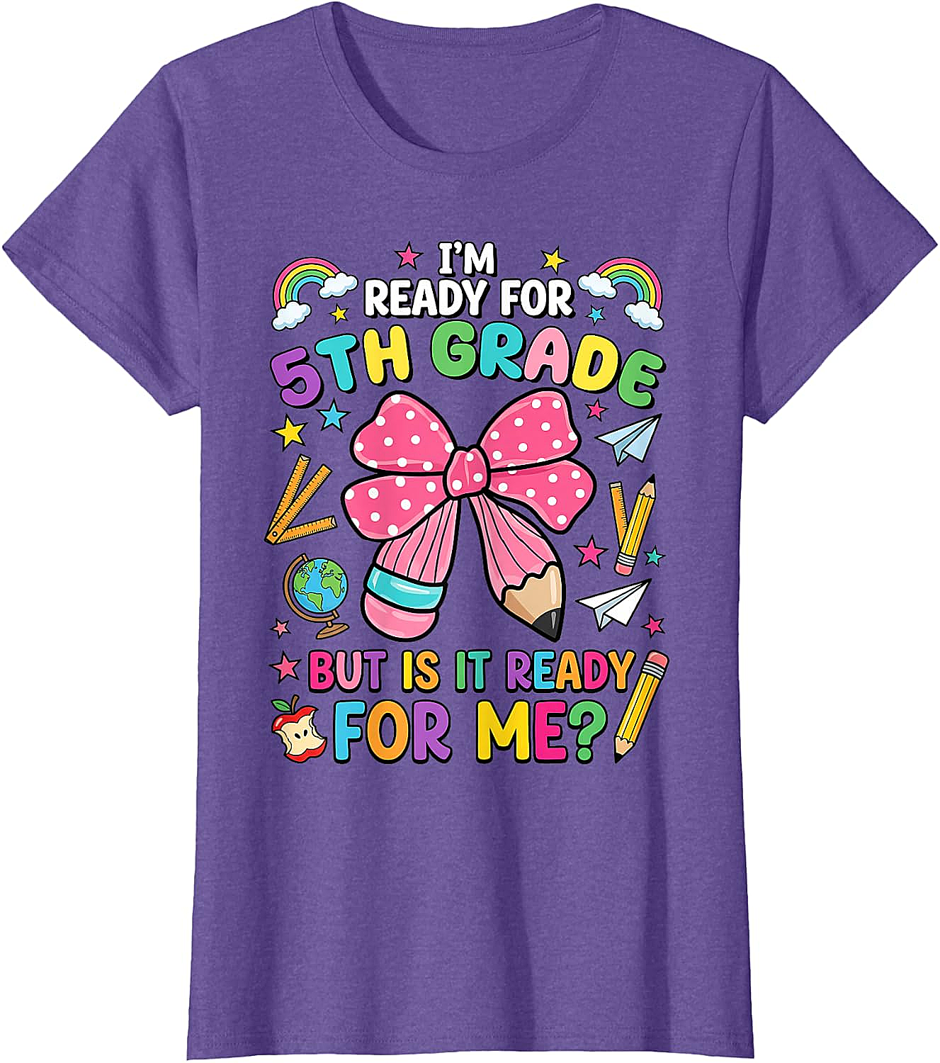  I'm Ready for 5th Grade Pencil Bow Tee Back to School