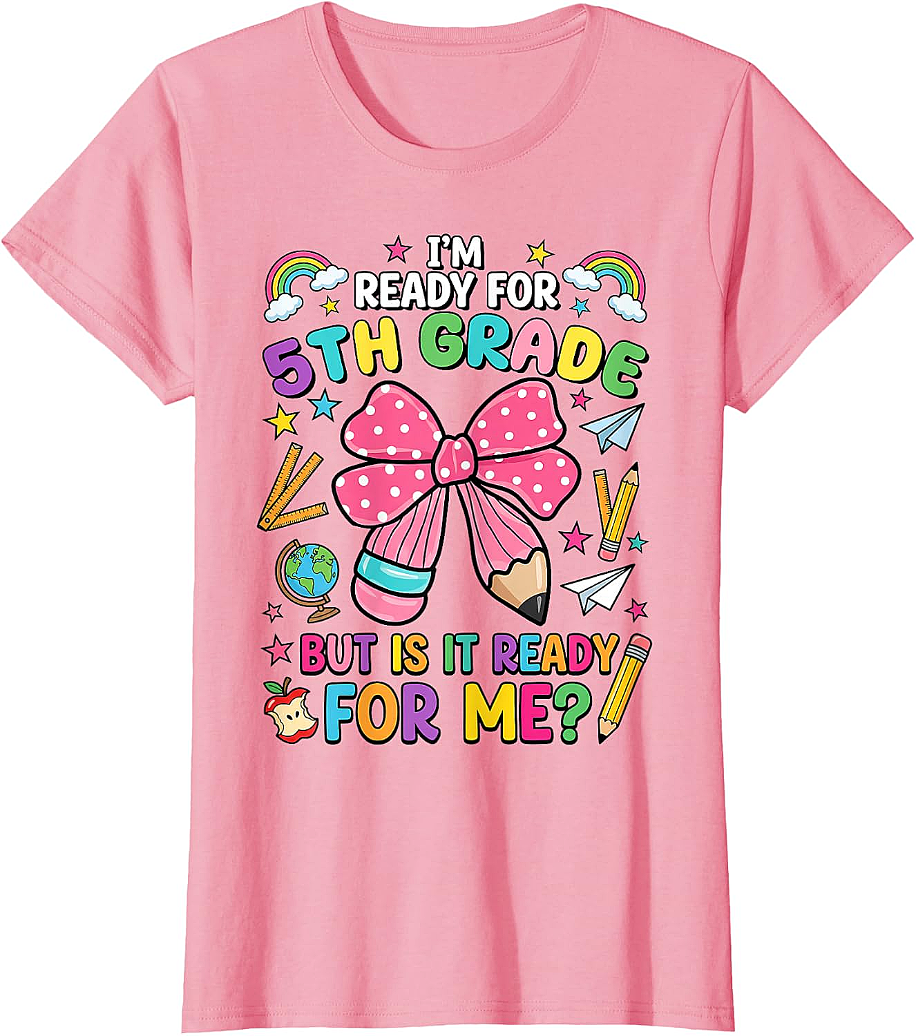  I'm Ready for 5th Grade Pencil Bow Tee Back to School