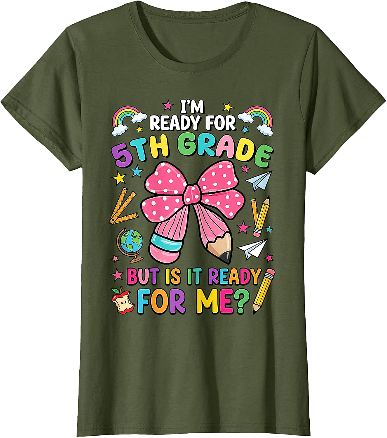  I'm Ready for 5th Grade Pencil Bow Tee Back to School