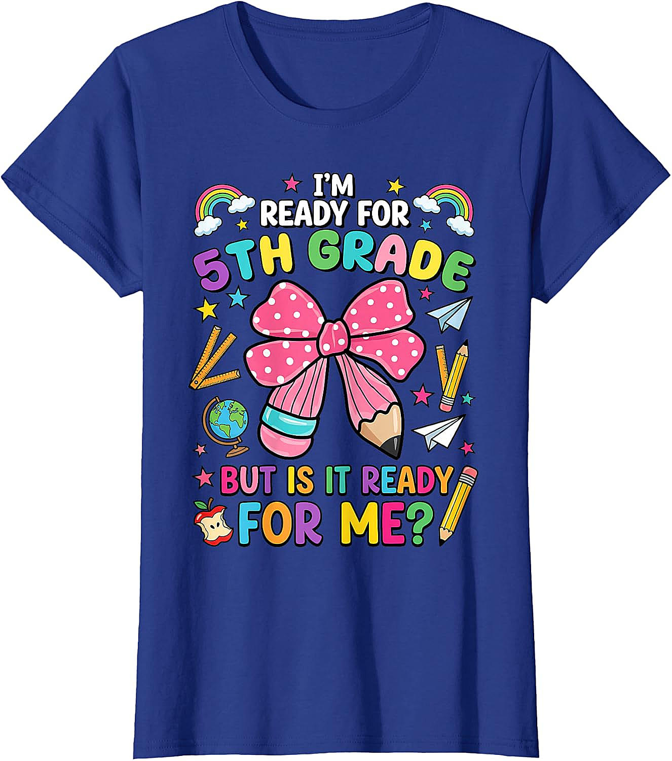  I'm Ready for 5th Grade Pencil Bow Tee Back to School