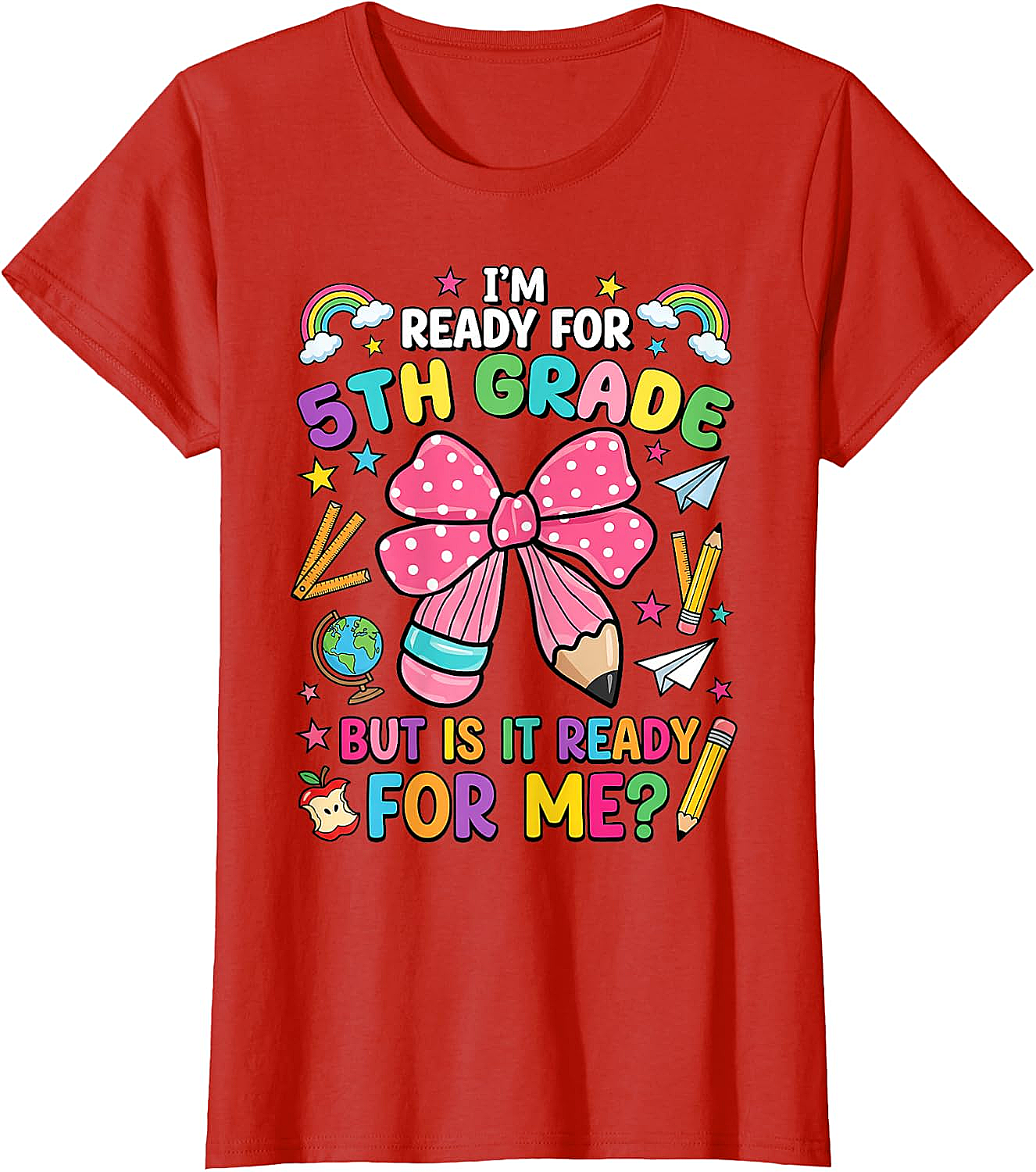  I'm Ready for 5th Grade Pencil Bow Tee Back to School