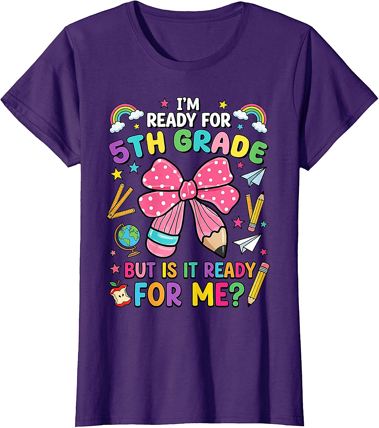  I'm Ready for 5th Grade Pencil Bow Tee Back to School