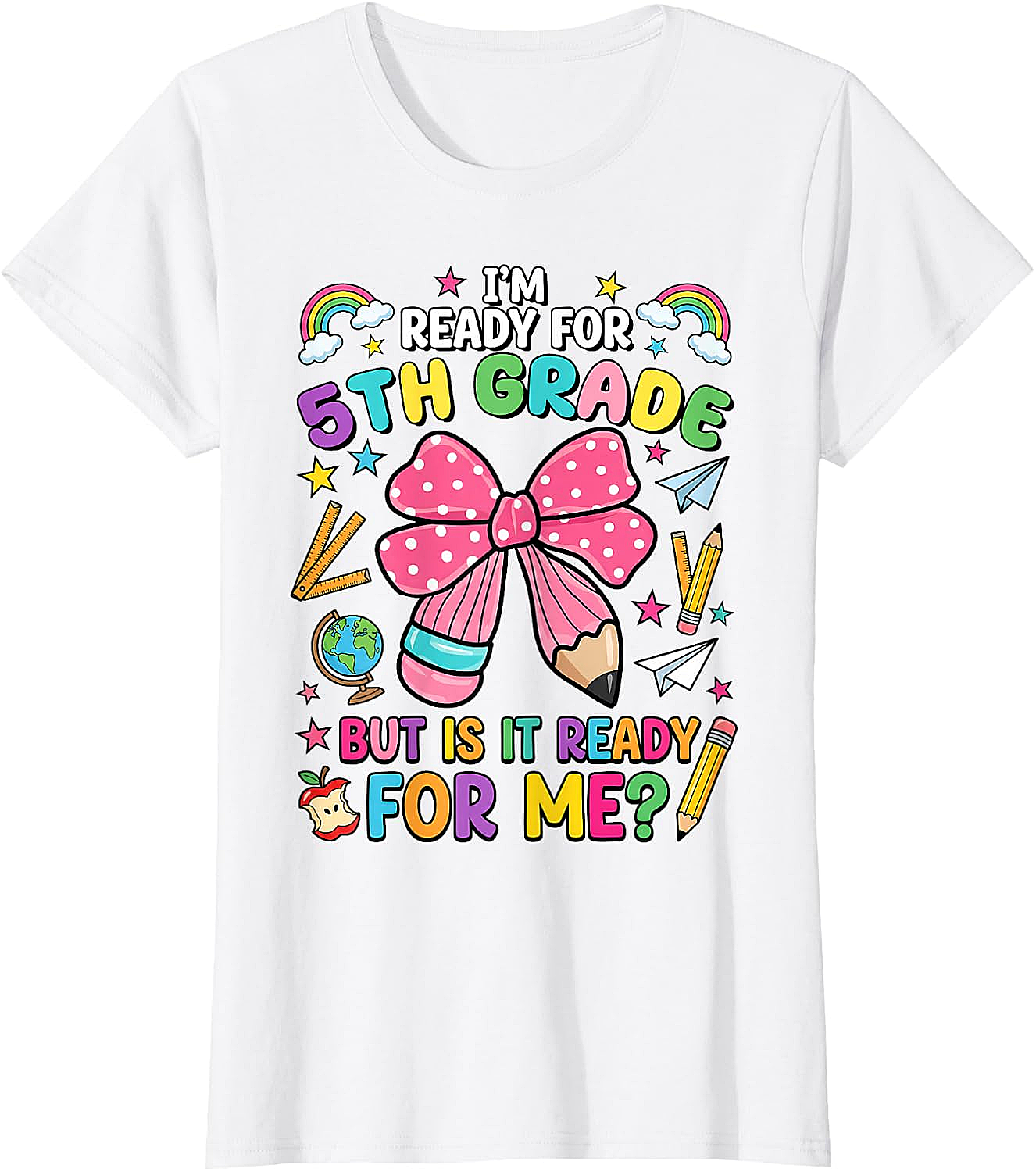  I'm Ready for 5th Grade Pencil Bow Tee Back to School