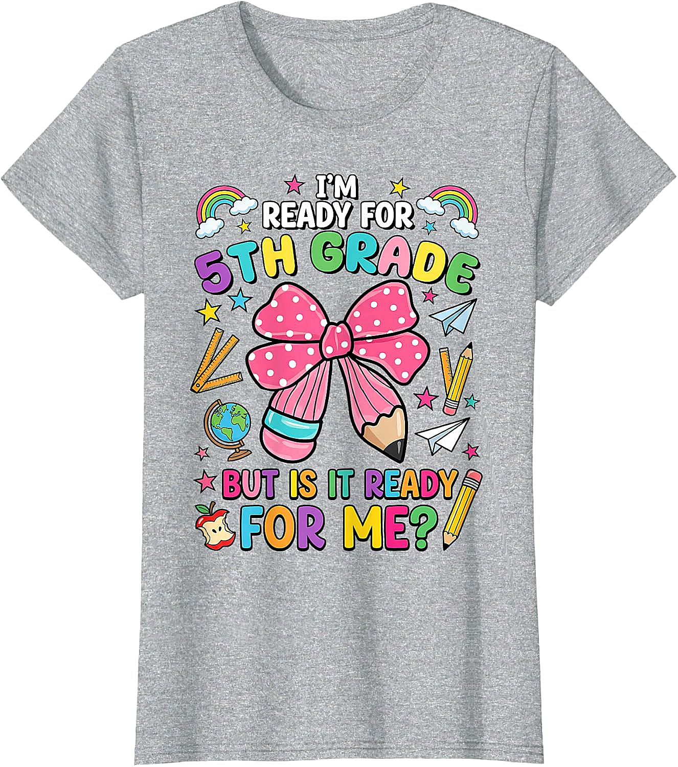  I'm Ready for 5th Grade Pencil Bow Tee Back to School