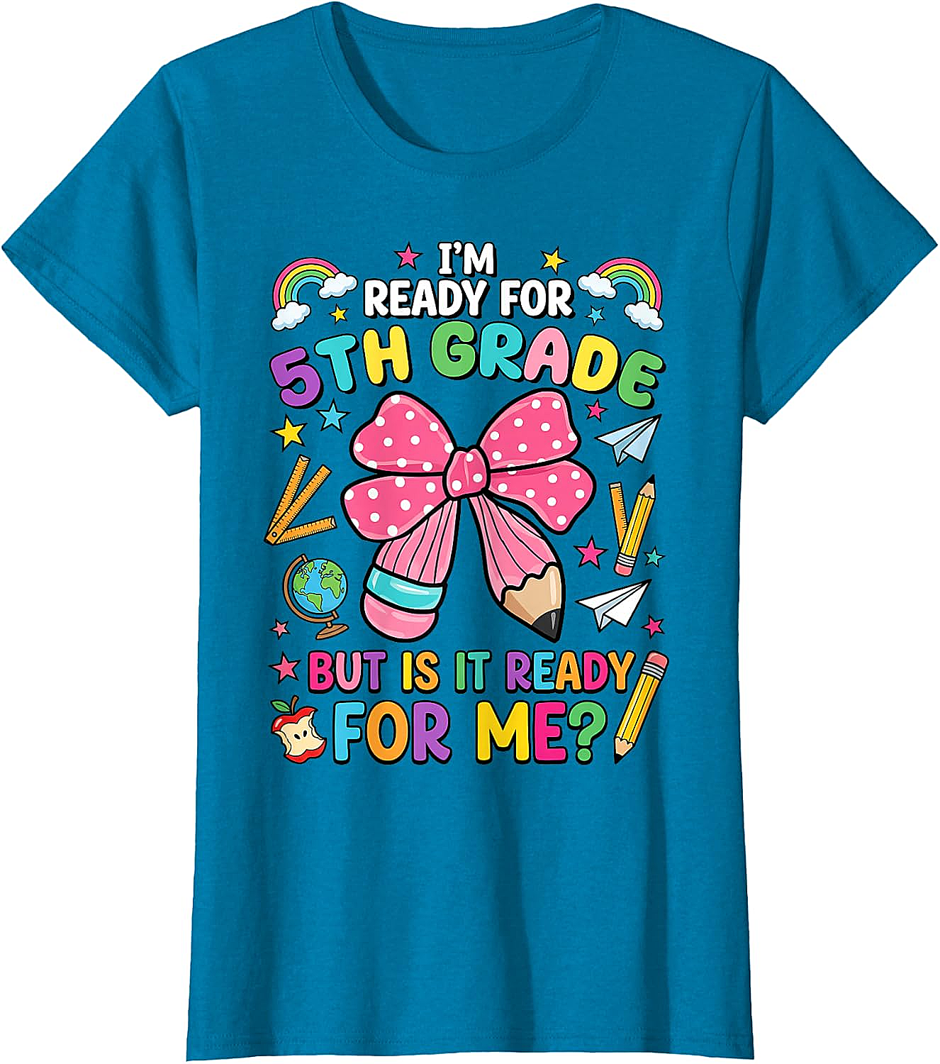  I'm Ready for 5th Grade Pencil Bow Tee Back to School