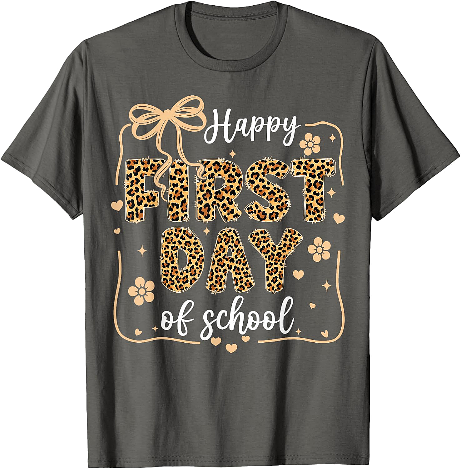 Cute Leopard Happy First Day of School T-Shirt