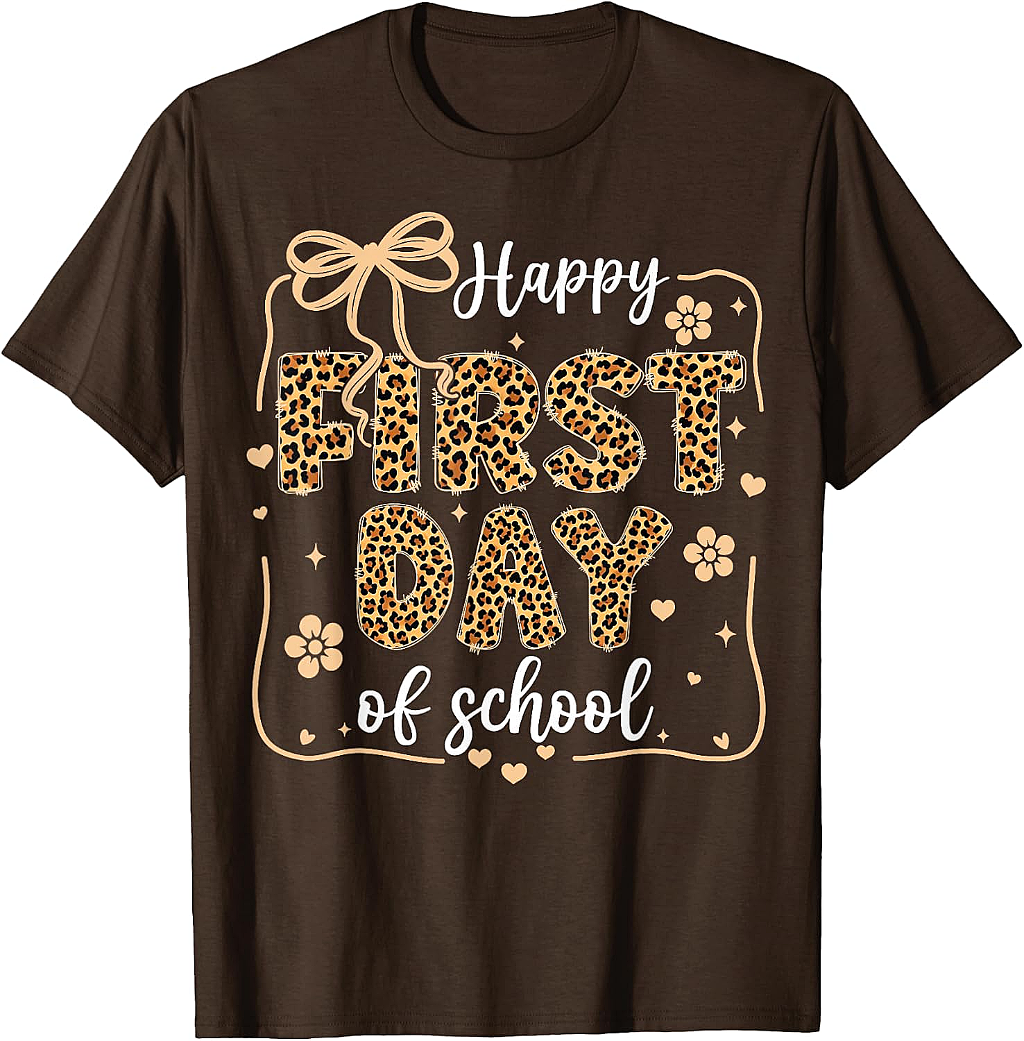 Cute Leopard Happy First Day of School T-Shirt