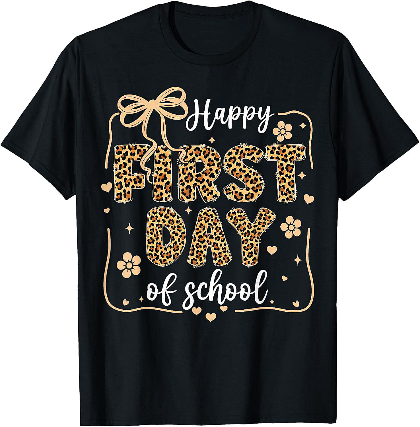 Cute Leopard Happy First Day of School T-Shirt
