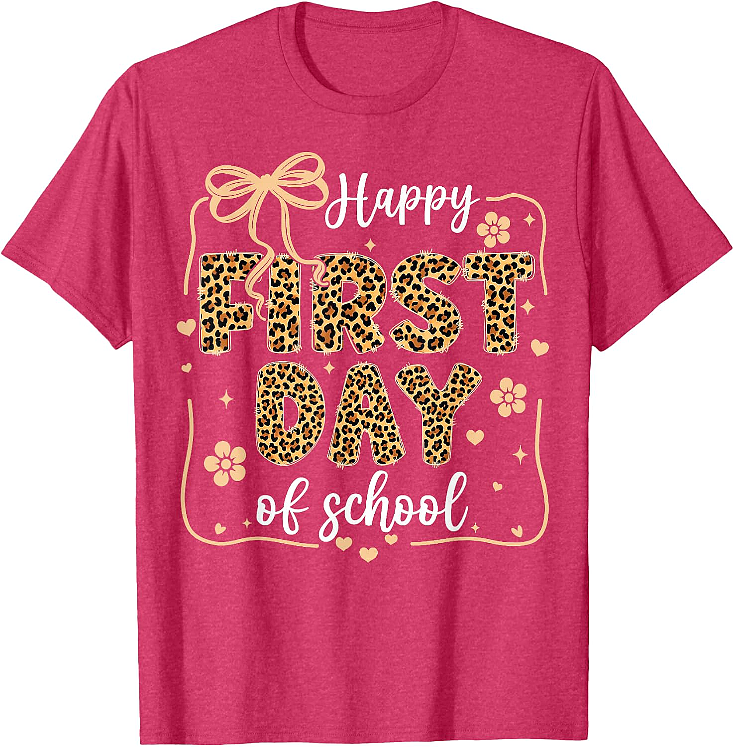 Cute Leopard Happy First Day of School T-Shirt