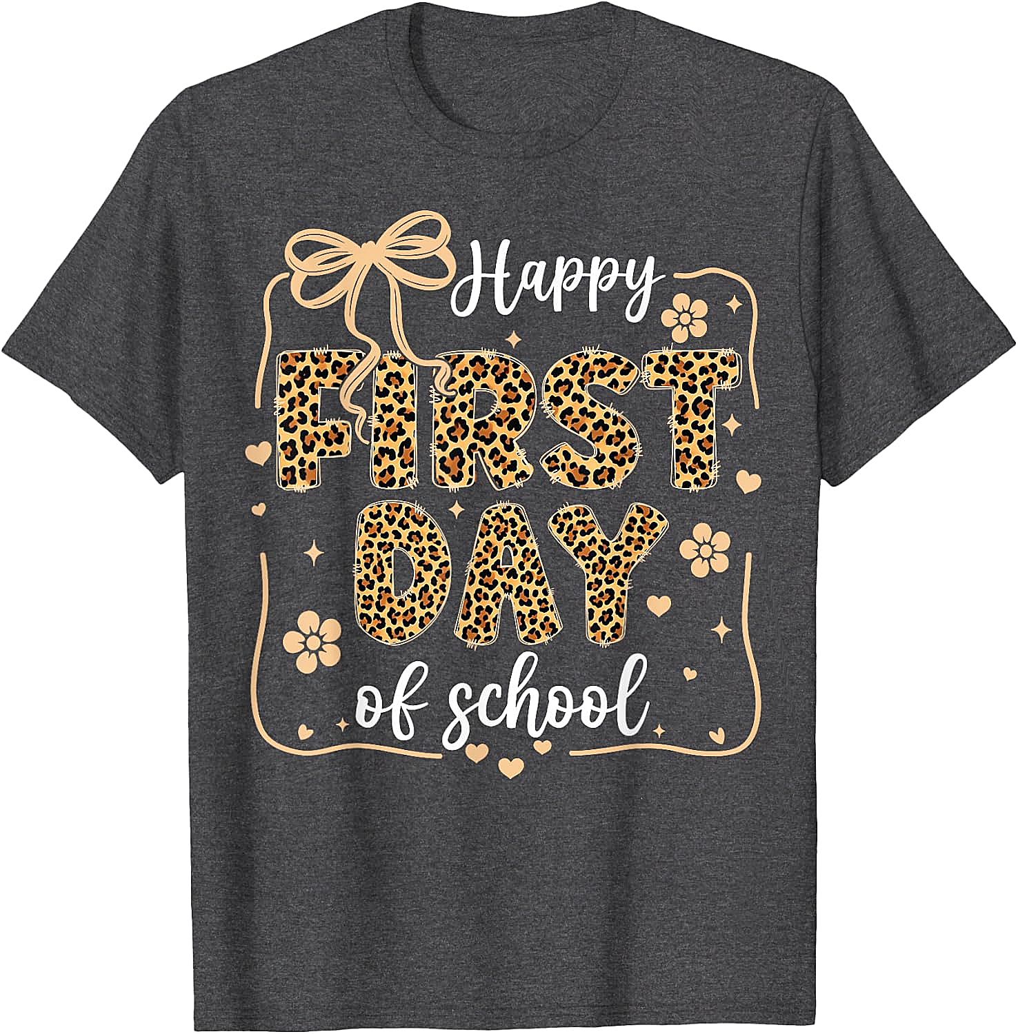 Cute Leopard Happy First Day of School T-Shirt