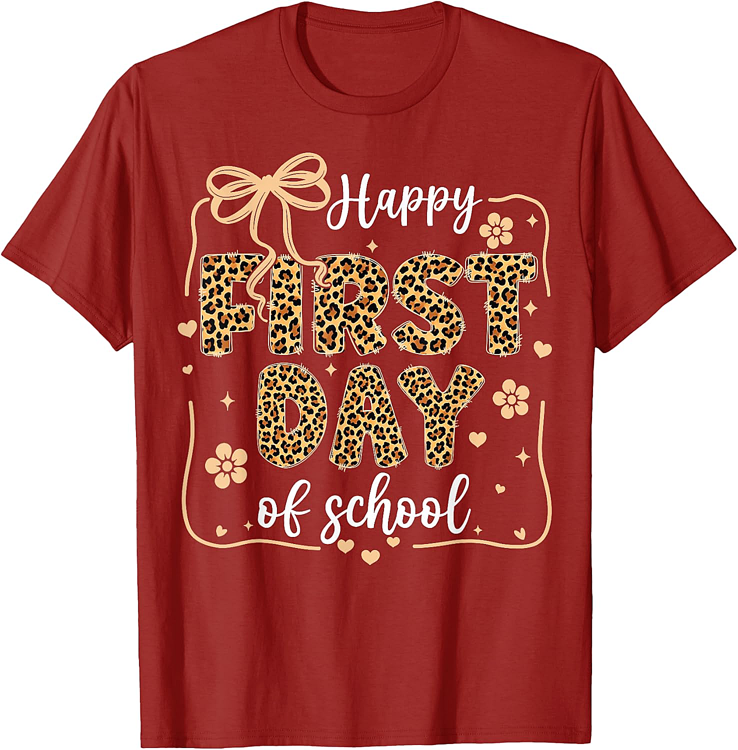 Cute Leopard Happy First Day of School T-Shirt