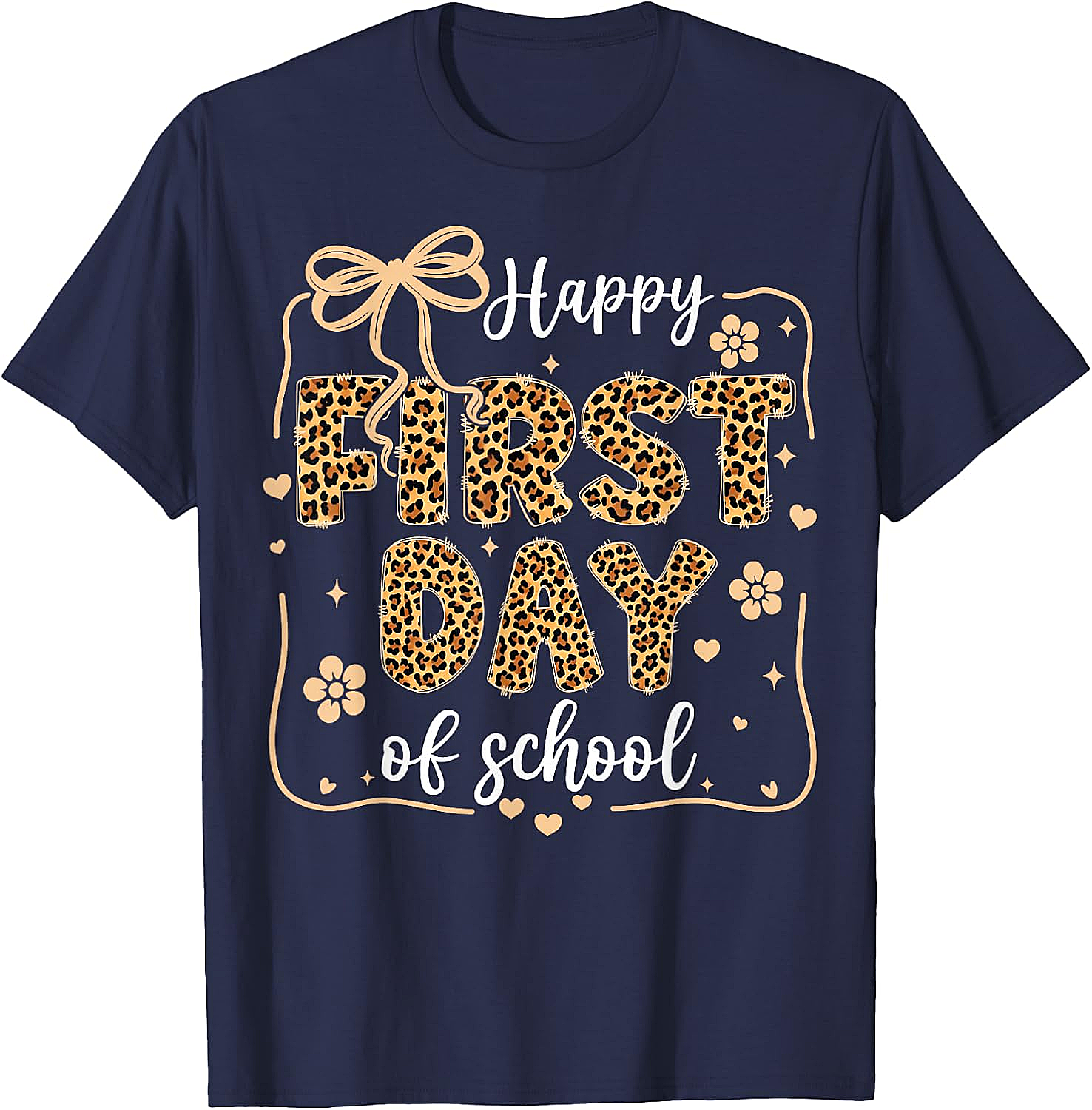 Cute Leopard Happy First Day of School T-Shirt